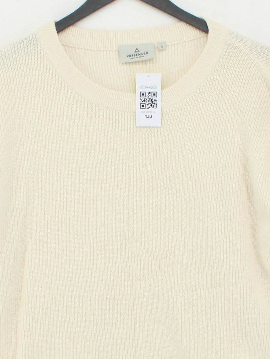 Passenger Women's Jumper S Cream Cotton with Acrylic Round Neck Pullover - Image 3