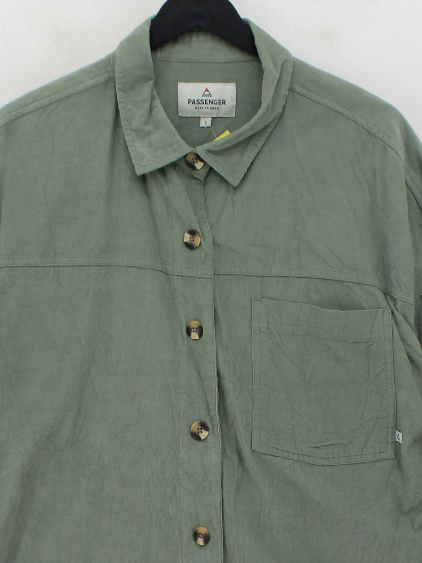 Passenger Women's Shirt L Green 100% Cotton Long Sleeve Collared Basic - Image 3