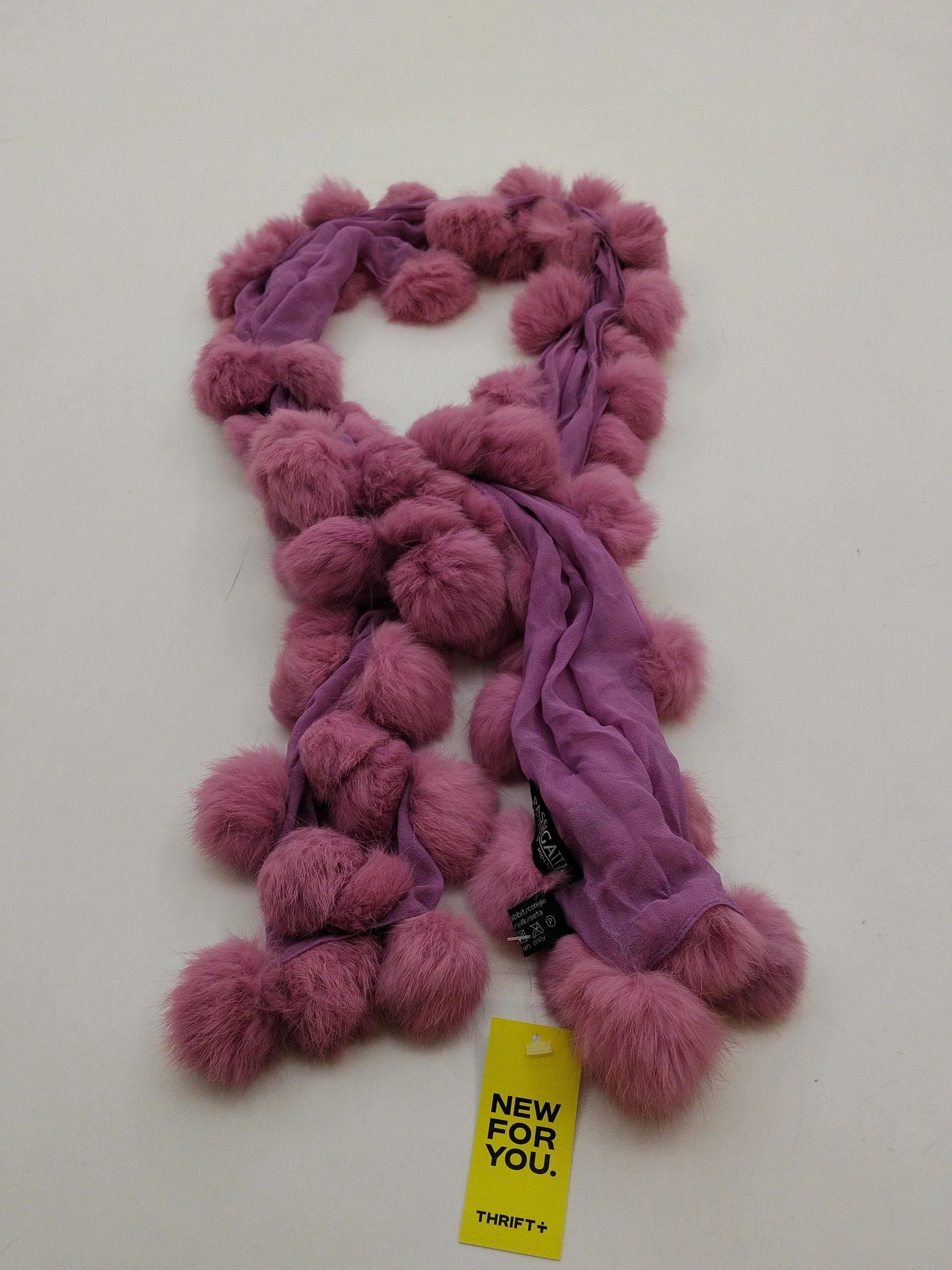 Passigatti Women's Scarf Purple Animal Fur with Silk Rectangle Scarf - Image 2