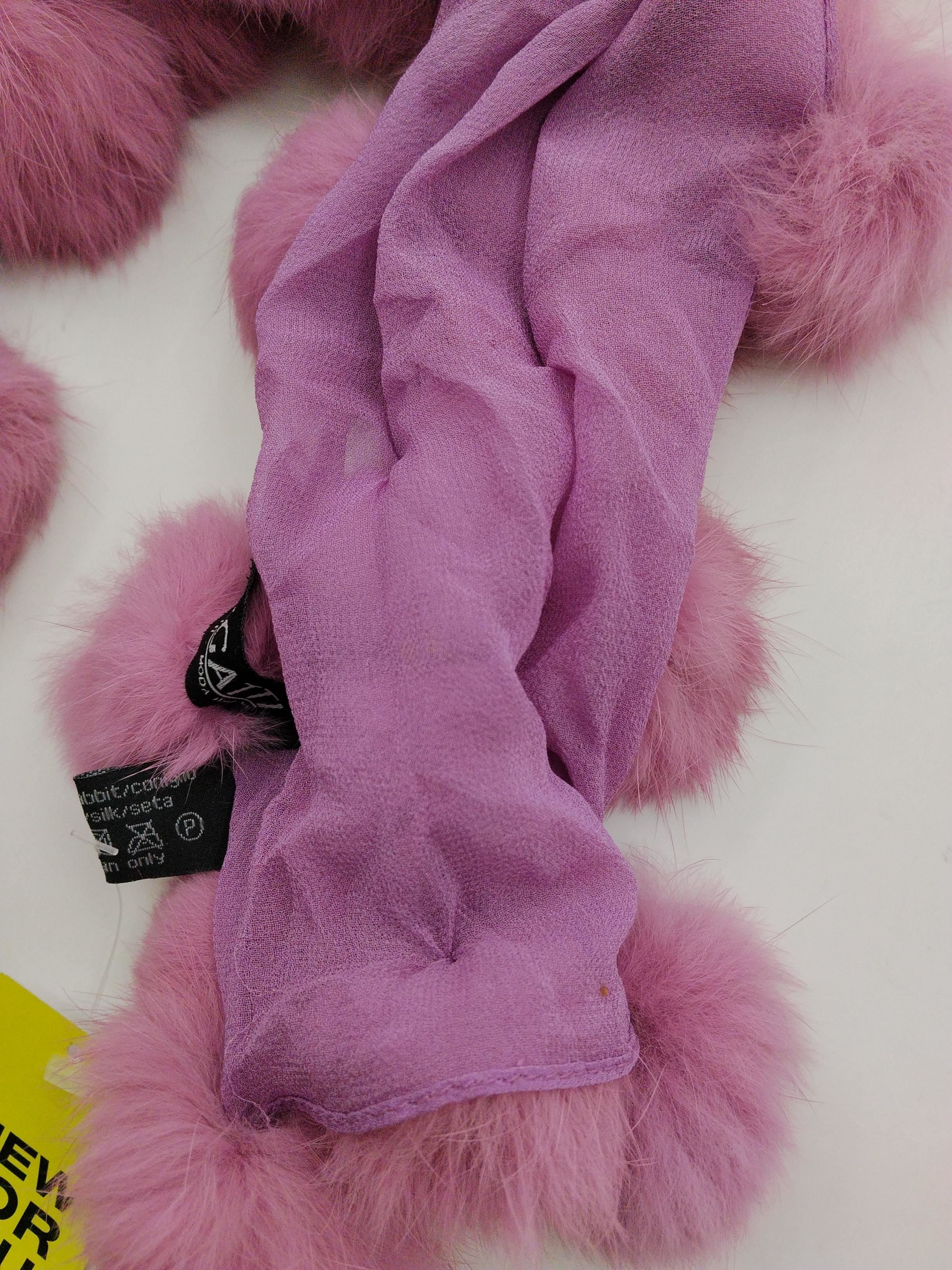 Passigatti Women's Scarf Purple Animal Fur with Silk Rectangle Scarf - Image 4