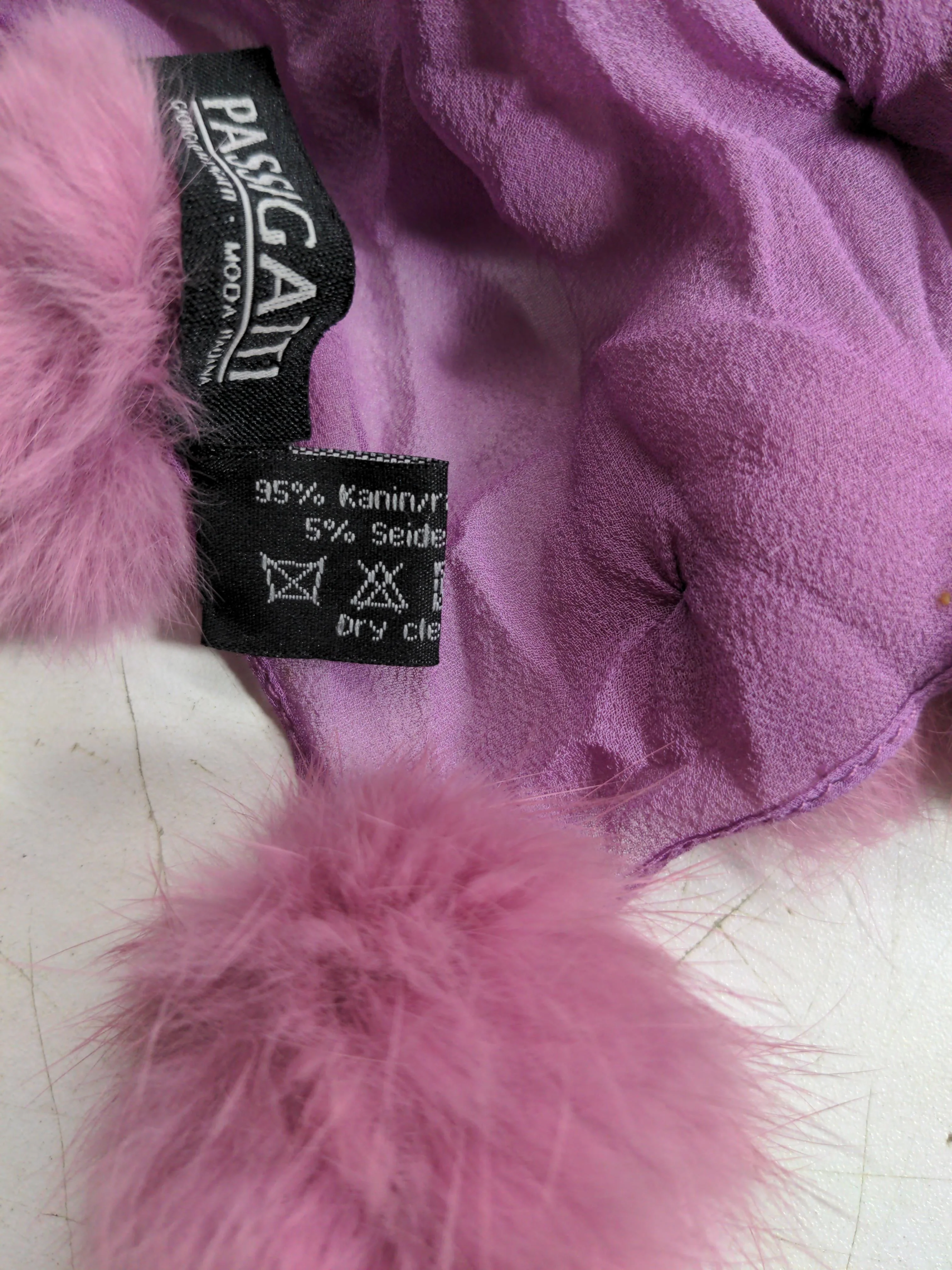 Passigatti Women's Scarf Purple Animal Fur with Silk Rectangle Scarf - Image 6