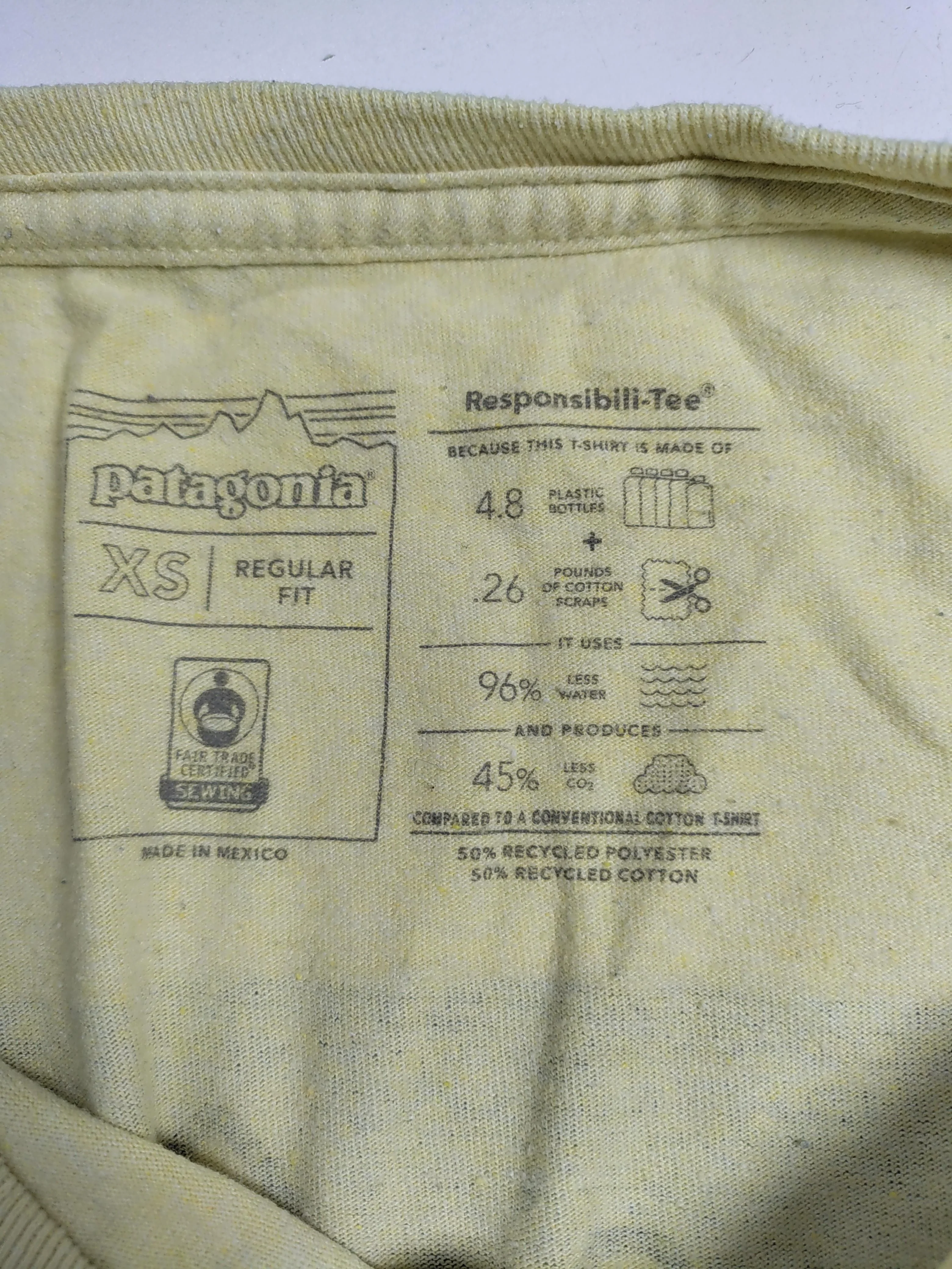 Patagonia Men's T-Shirt XS Yellow Cotton with Polyester Basic - Image 6