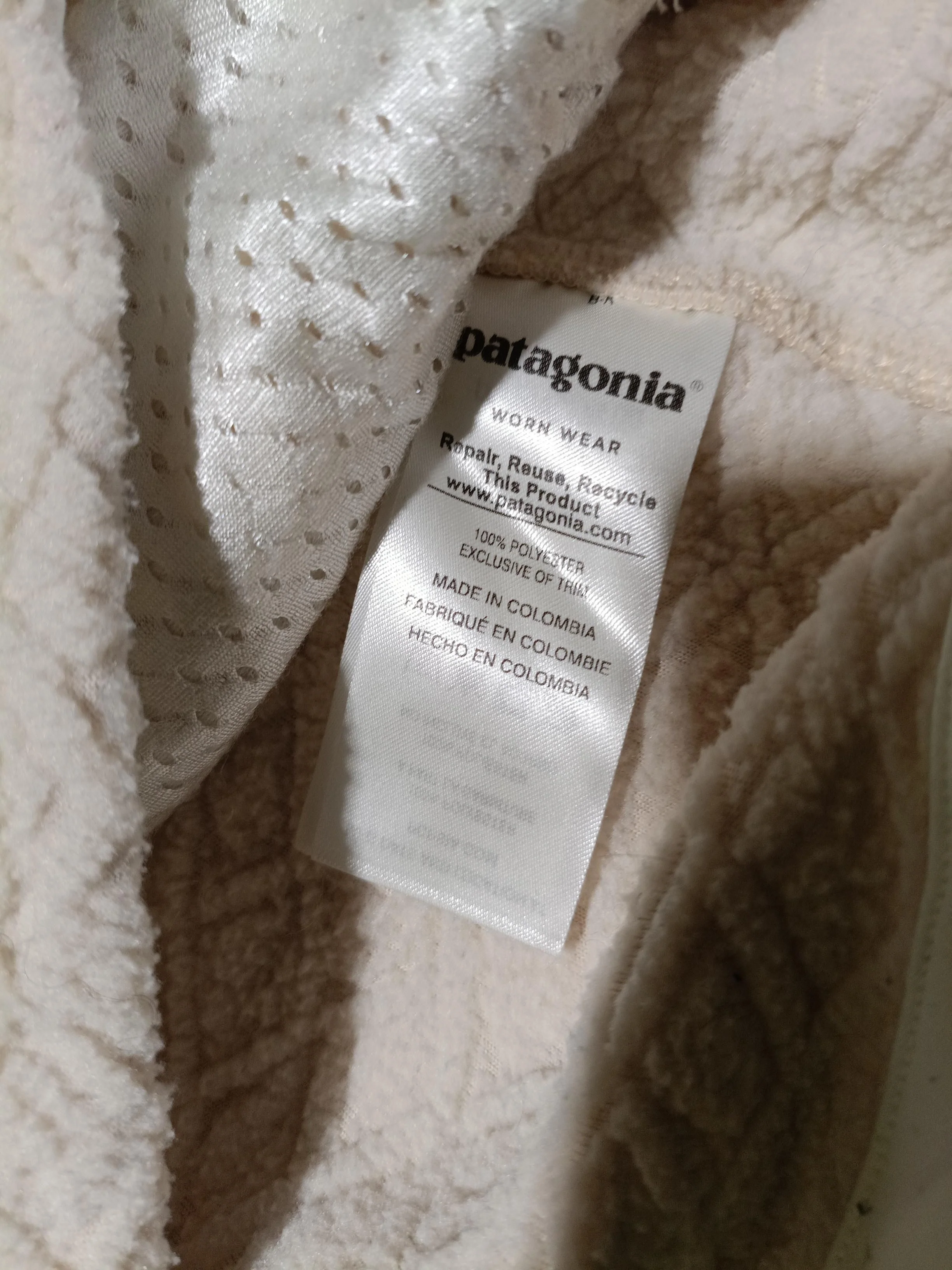 Patagonia Women's Hoodie S Cream Geometric 100% Polyester Pullover - Image 6