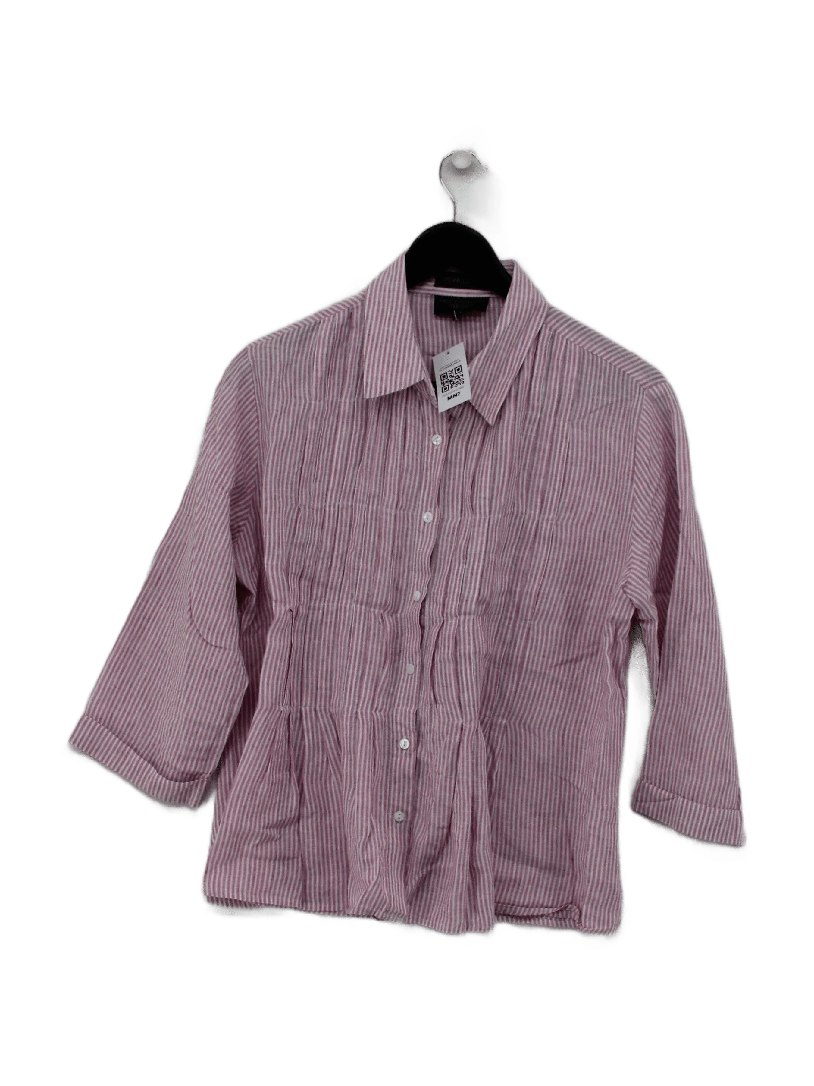 Paul Costelloe Women's Shirt UK 14 Pink 100% Linen Basic