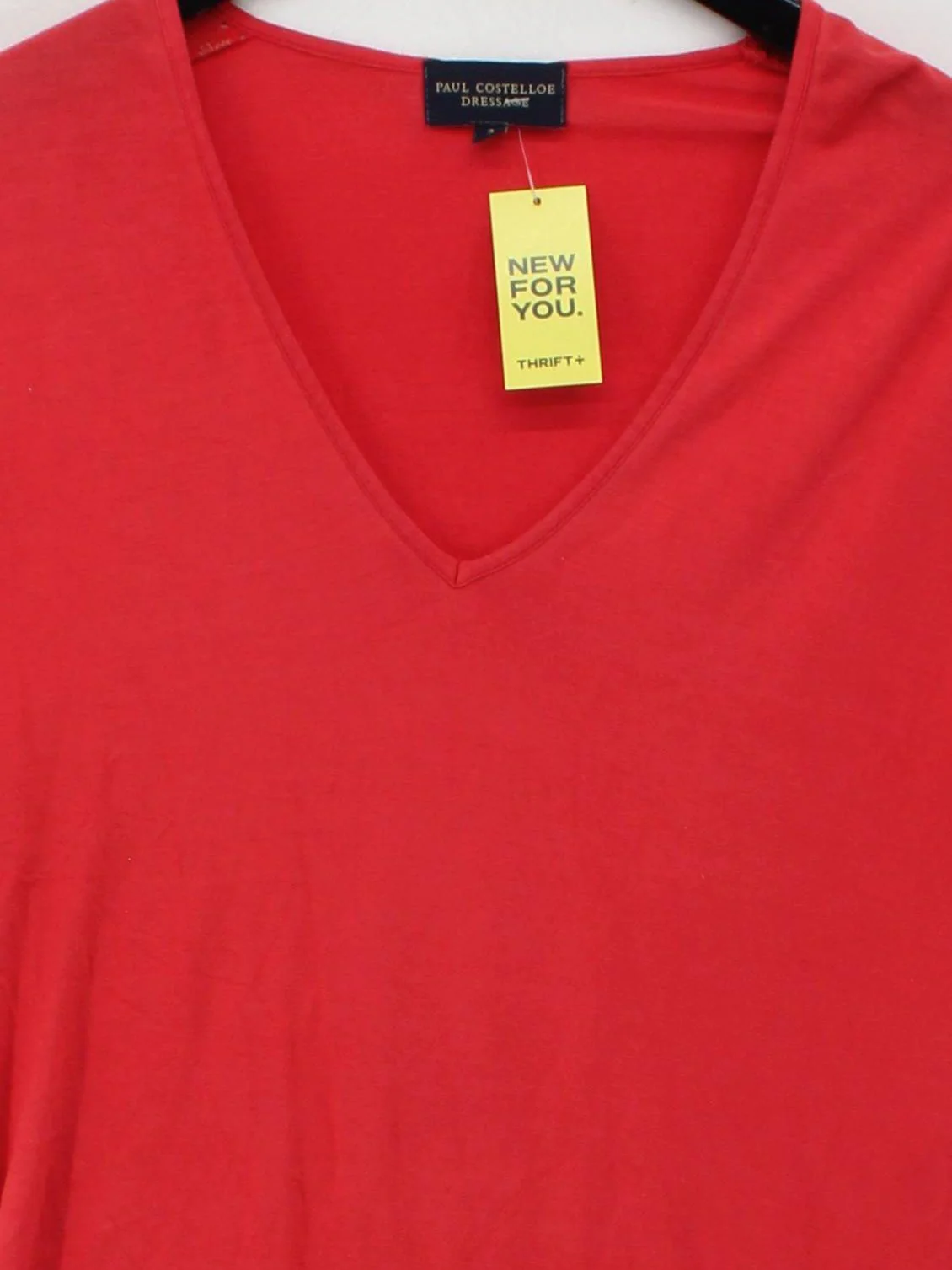 Paul Costelloe Women's T-Shirt M Red 100% Cotton Short Sleeve V-Neck Basic - Image 3