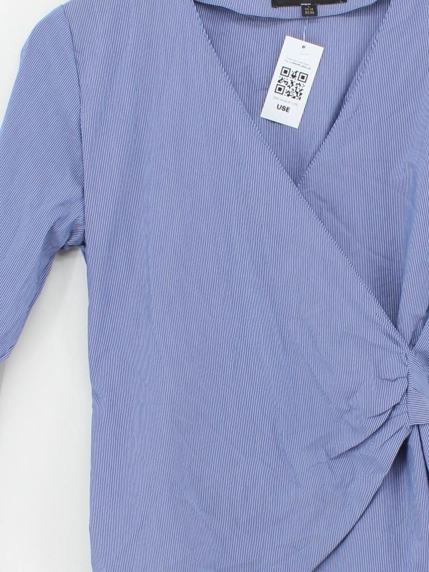 Paul Costelloe Women's Top UK 14 Blue Cotton with Nylon, Elastane Basic - Image 3
