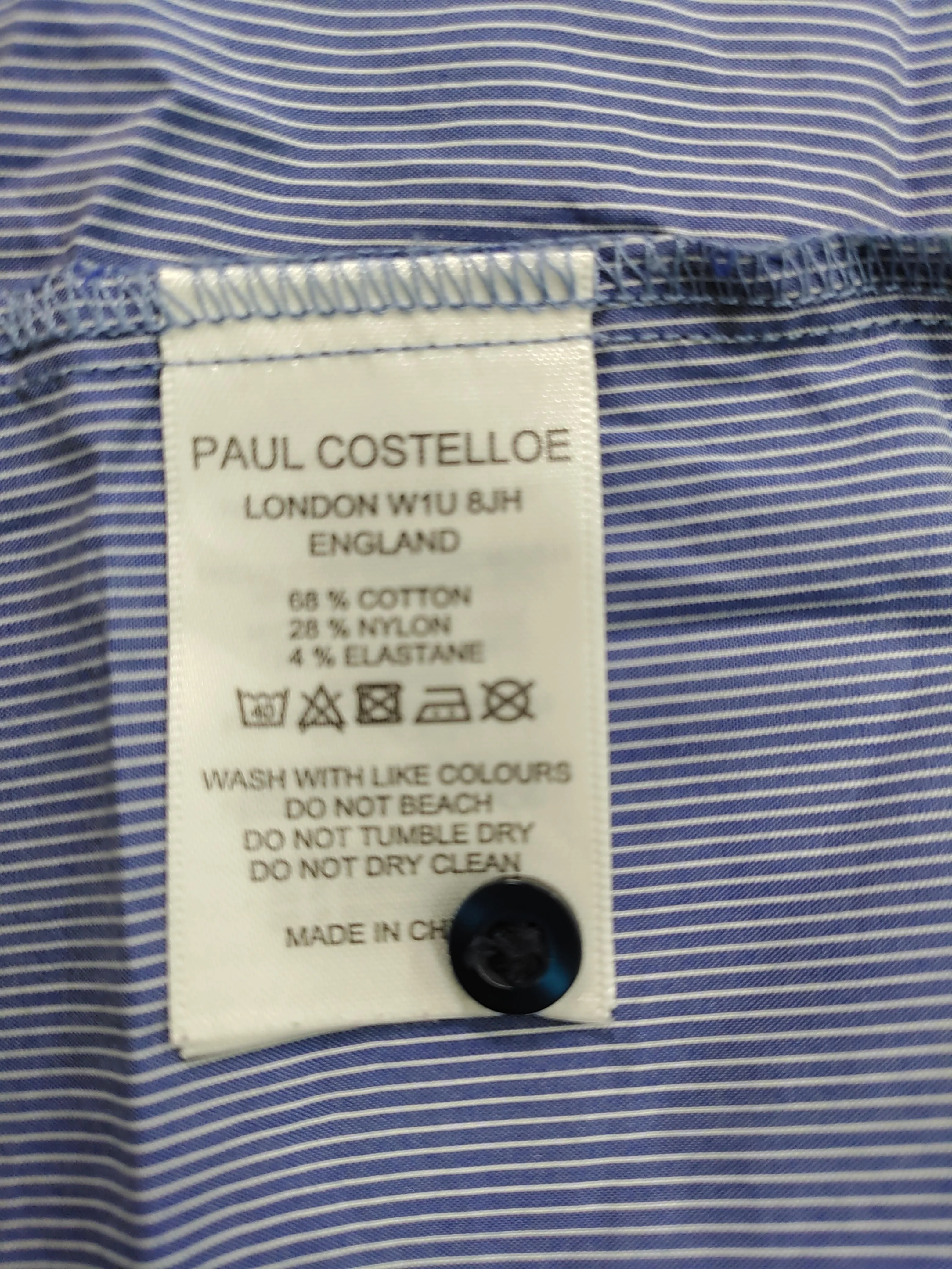 Paul Costelloe Women's Top UK 14 Blue Cotton with Nylon, Elastane Basic - Image 6