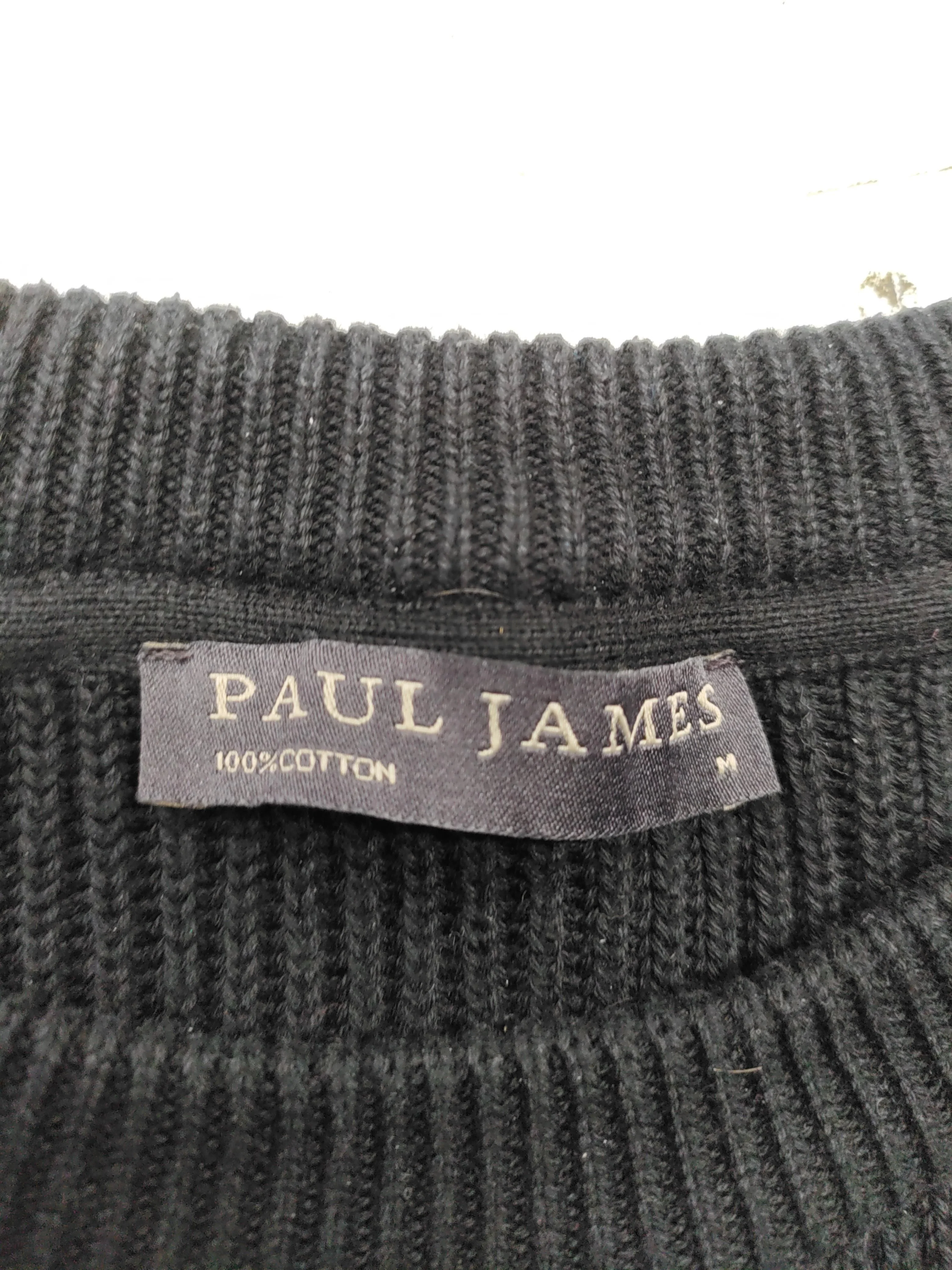 Paul James Men's Jumper M Black 100% Cotton Crew Neck Pullover - Image 5