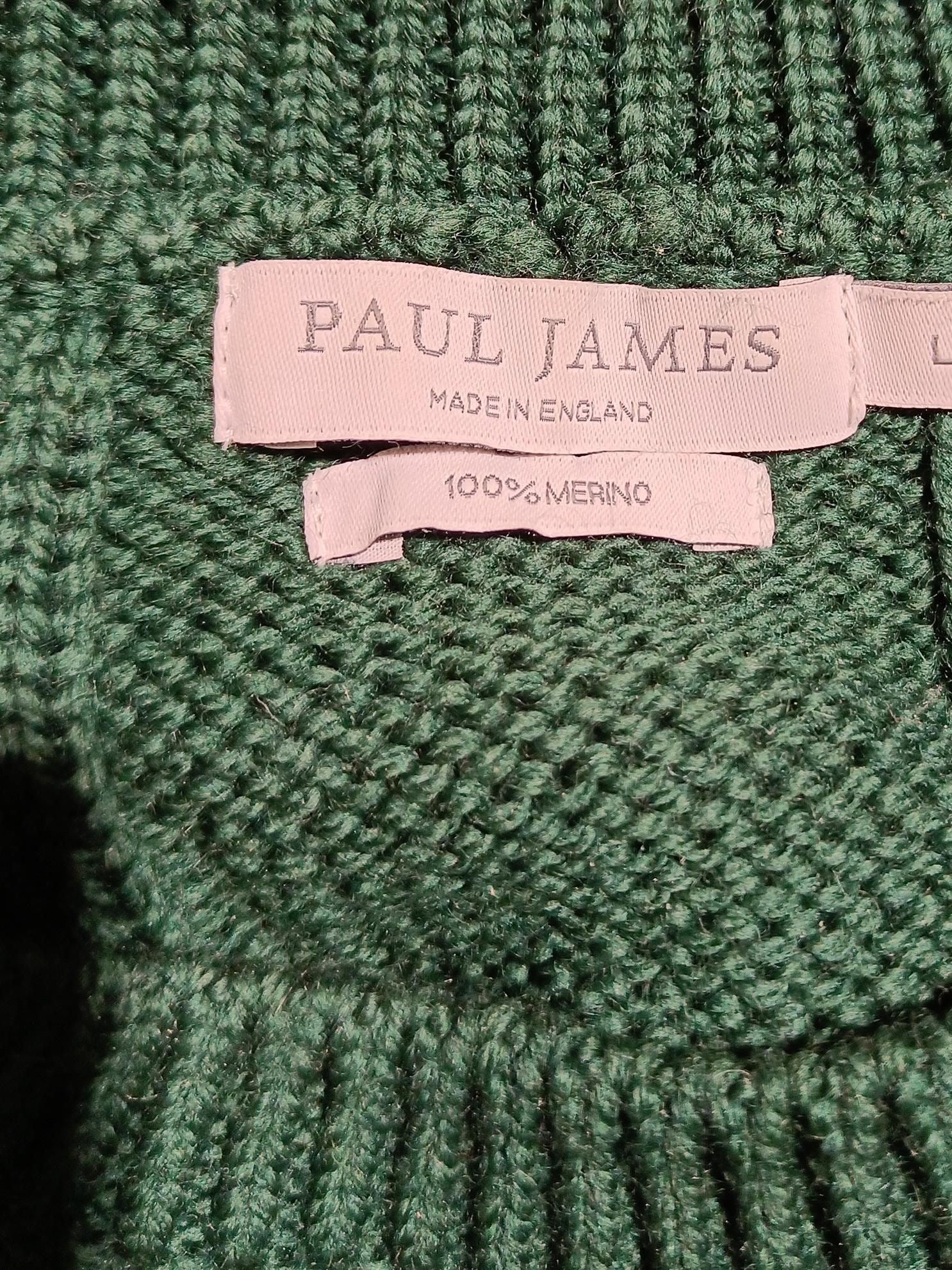 Paul James Men's Jumper M Green 100% Wool Round Neck Pullover - Image 5