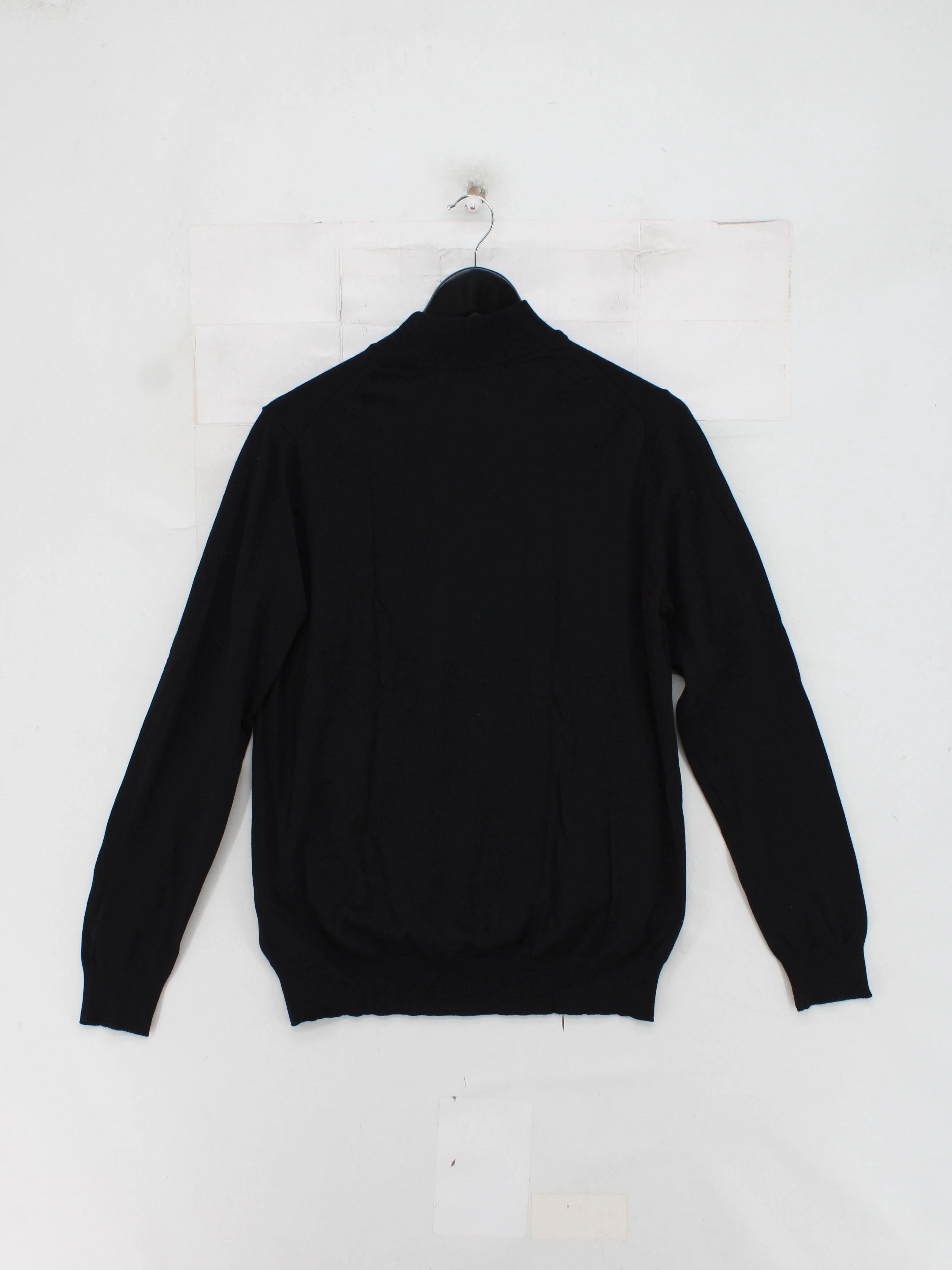 Paul James Men's Jumper S Black 100% Cotton Mock Neck Pullover - Image 2
