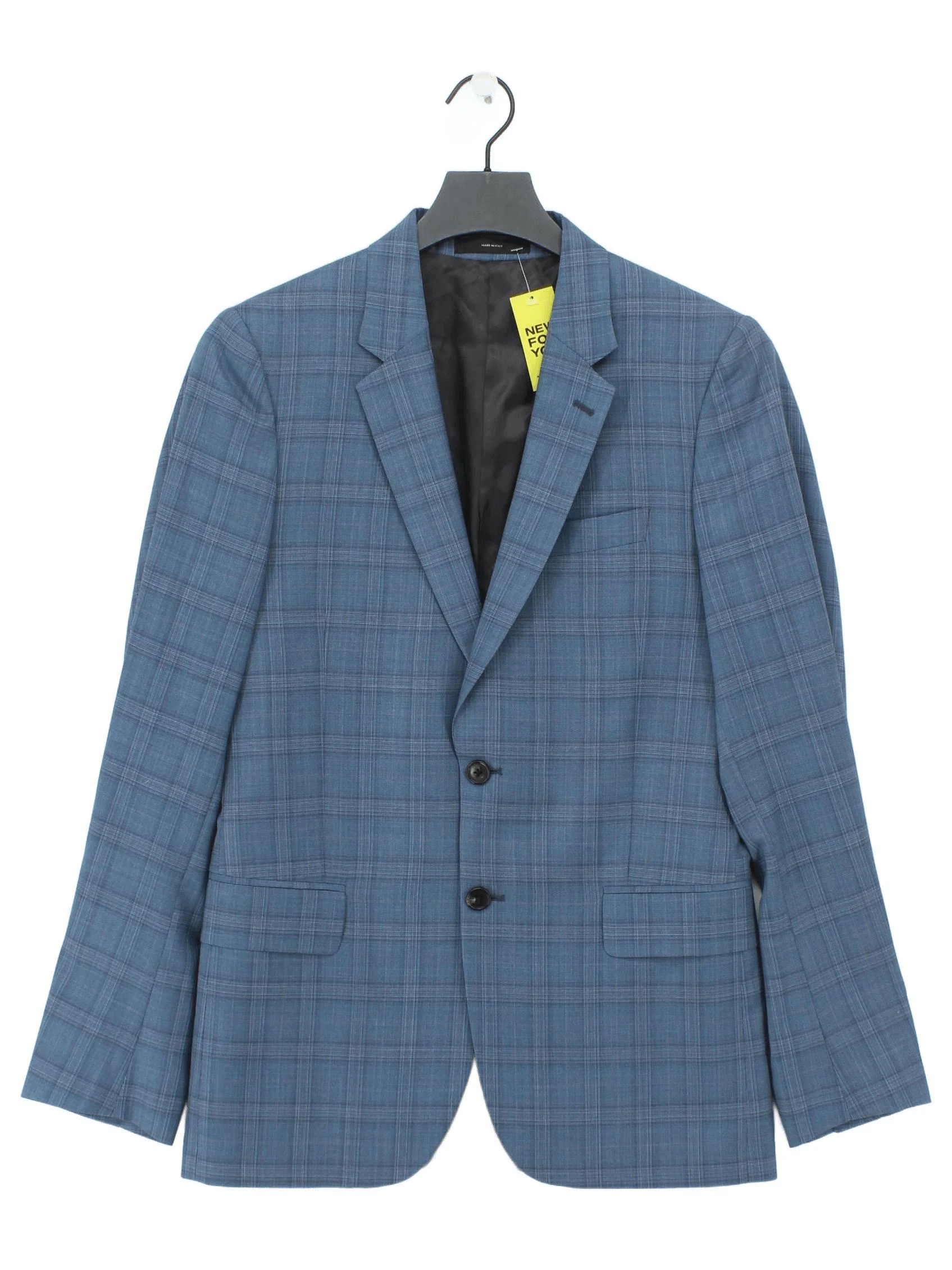 Paul Smith Men's Blazer Chest: 36 in Blue Checkered Wool with Other Overcoat