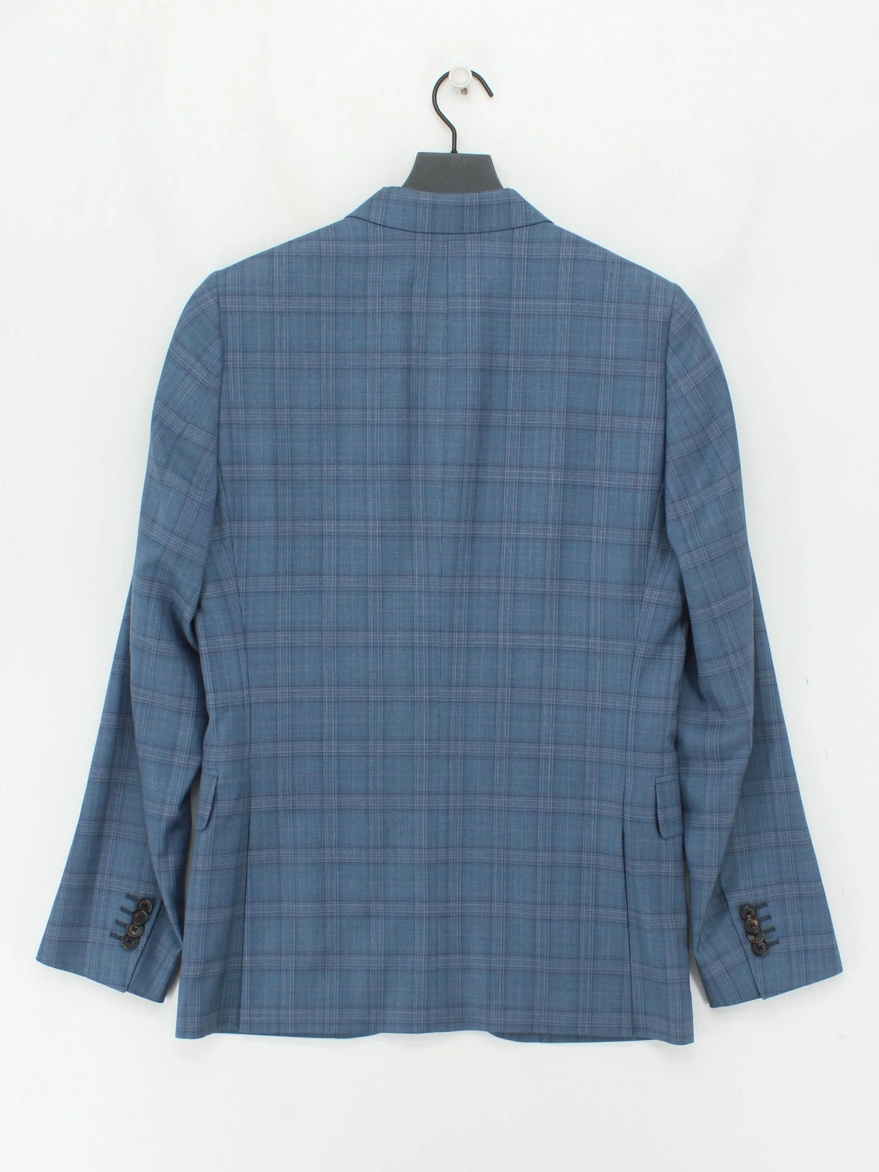 Paul Smith Men's Blazer Chest: 36 in Blue Checkered Wool with Other Overcoat - Image 2