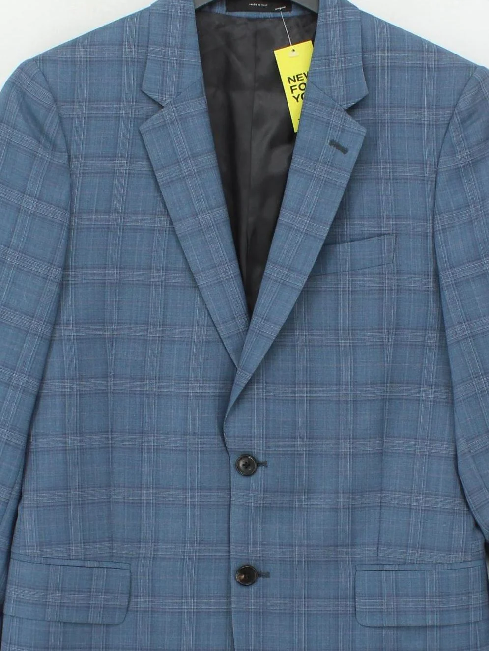 Paul Smith Men's Blazer Chest: 36 in Blue Checkered Wool with Other Overcoat - Image 3