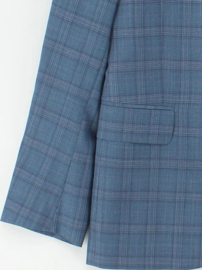 Paul Smith Men's Blazer Chest: 36 in Blue Checkered Wool with Other Overcoat - Image 4