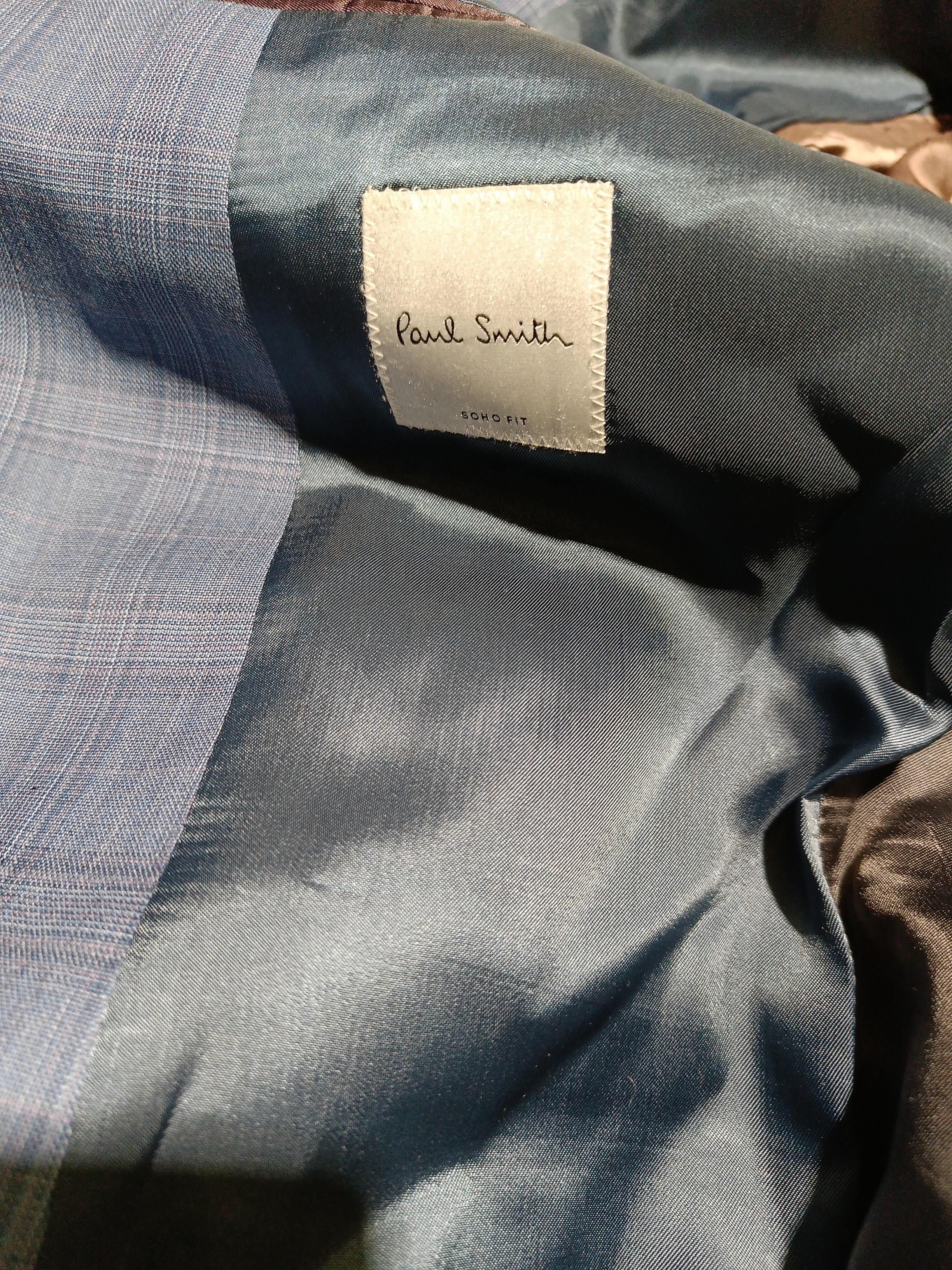 Paul Smith Men's Blazer Chest: 36 in Blue Checkered Wool with Other Overcoat - Image 5