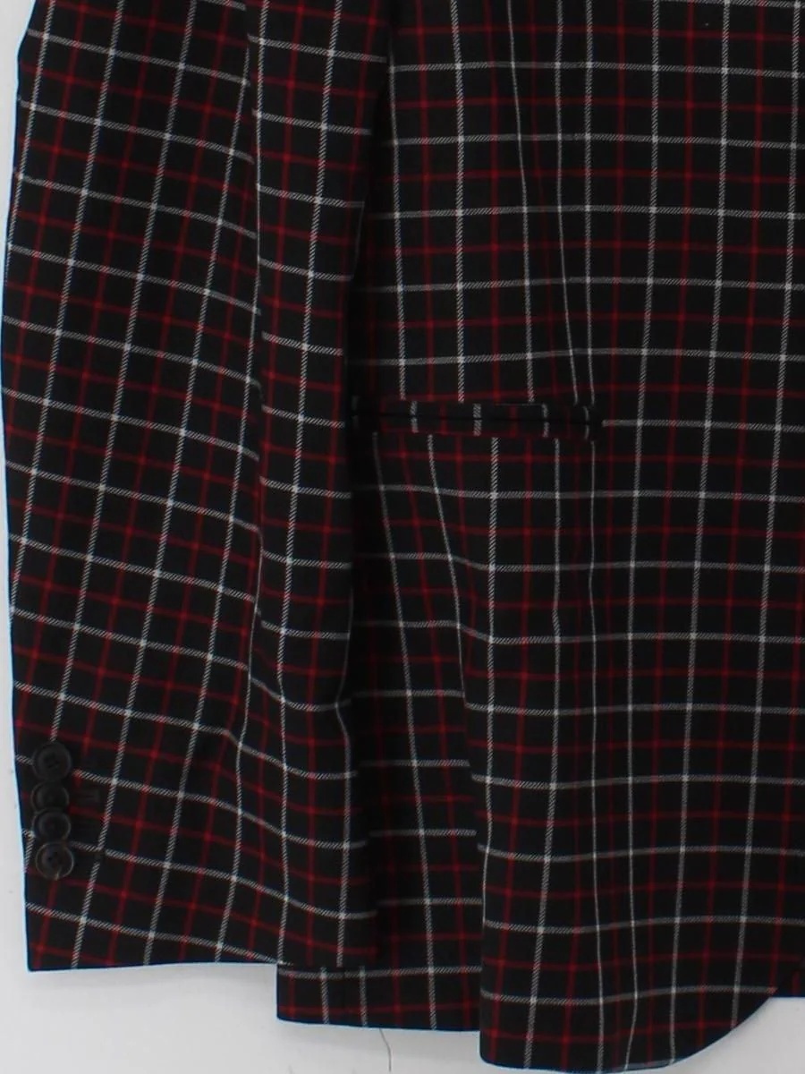Paul Smith Men's Blazer Chest: 38 in Black Checkered 100% Wool Overcoat - Image 4