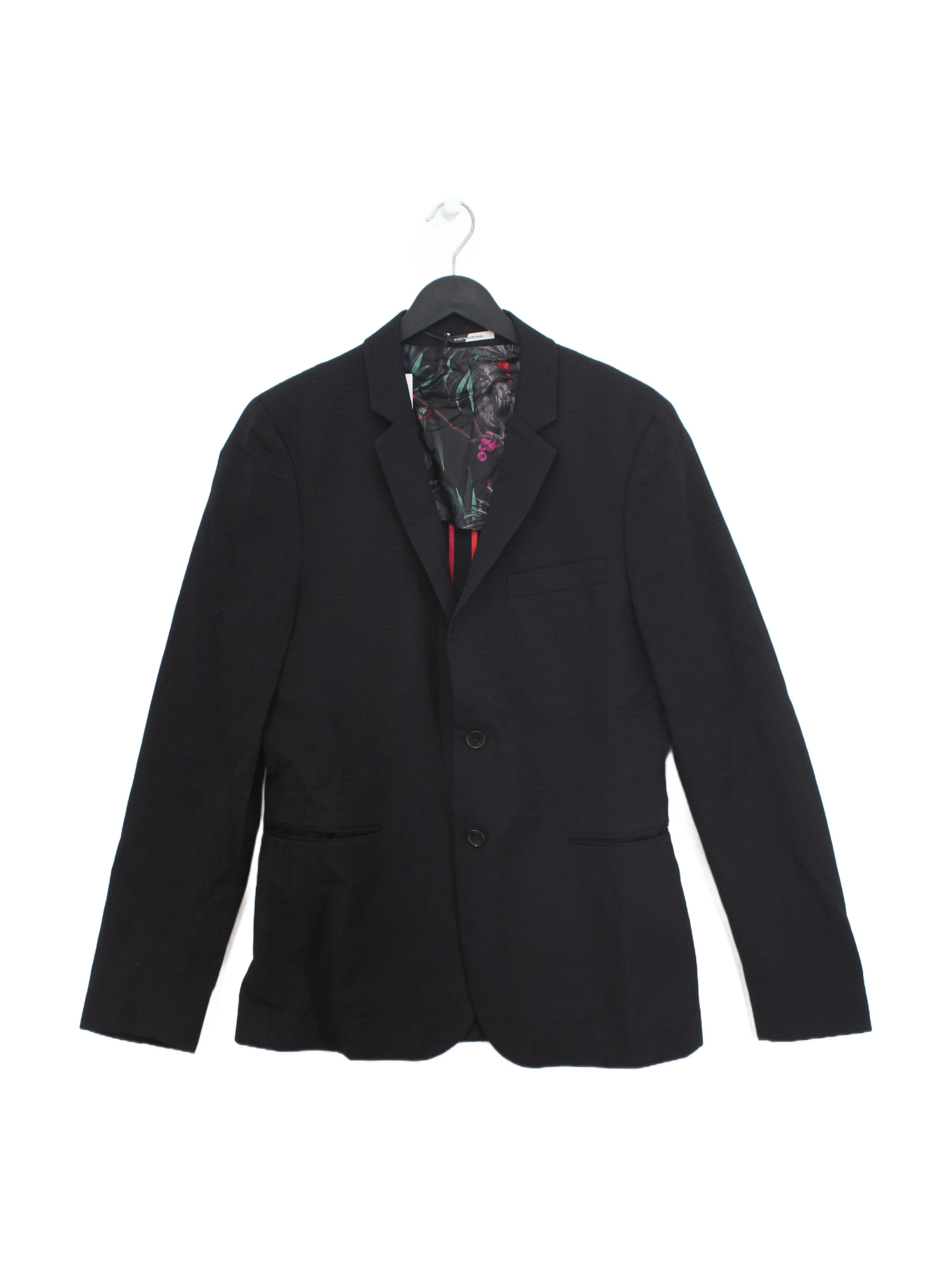 Paul Smith Men's Blazer Chest: 38 in Black Wool with Elastane, Viscose Overcoat