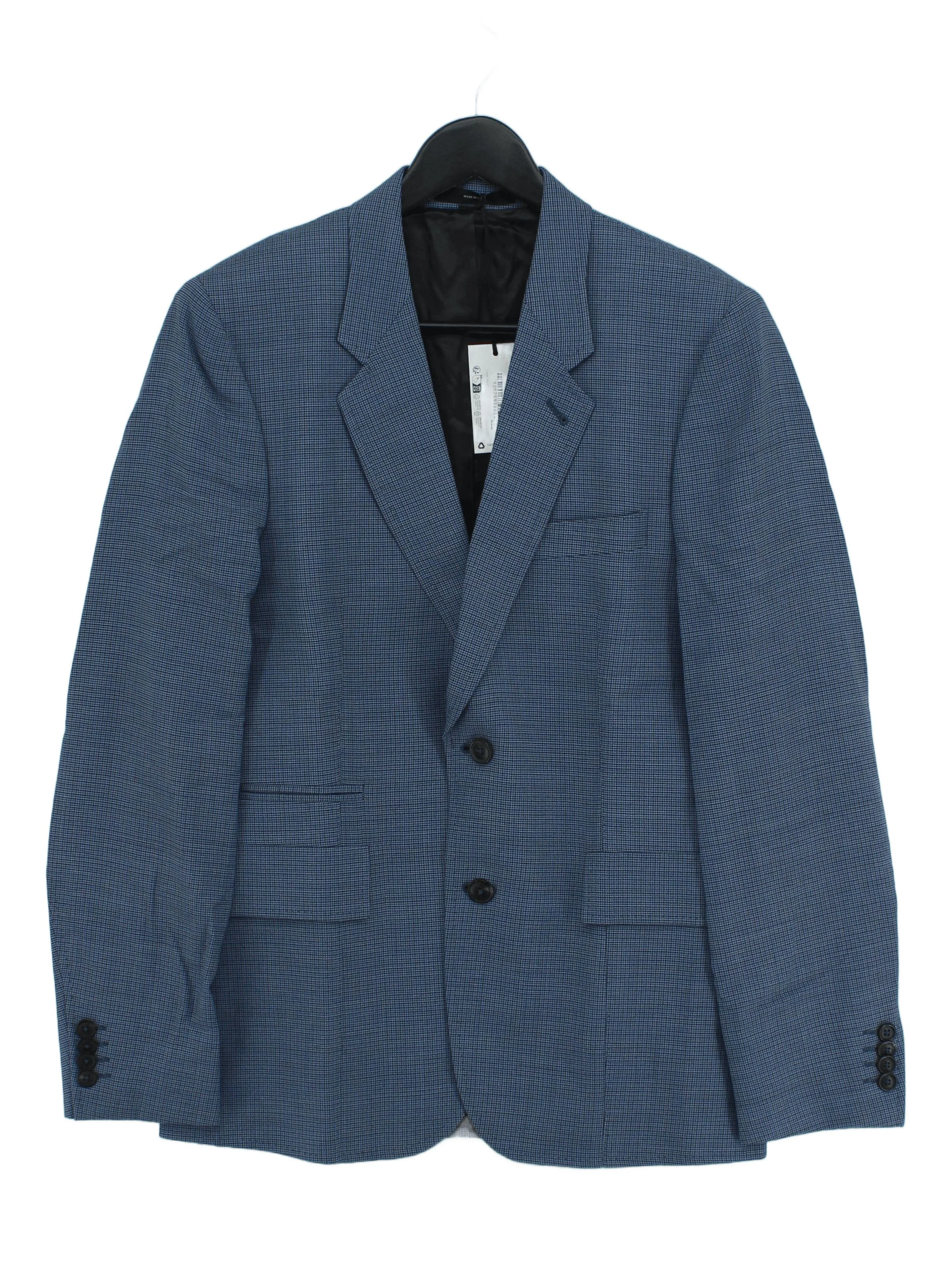Paul Smith Men's Blazer Chest: 38 in Blue Checkered 100% Wool Overcoat