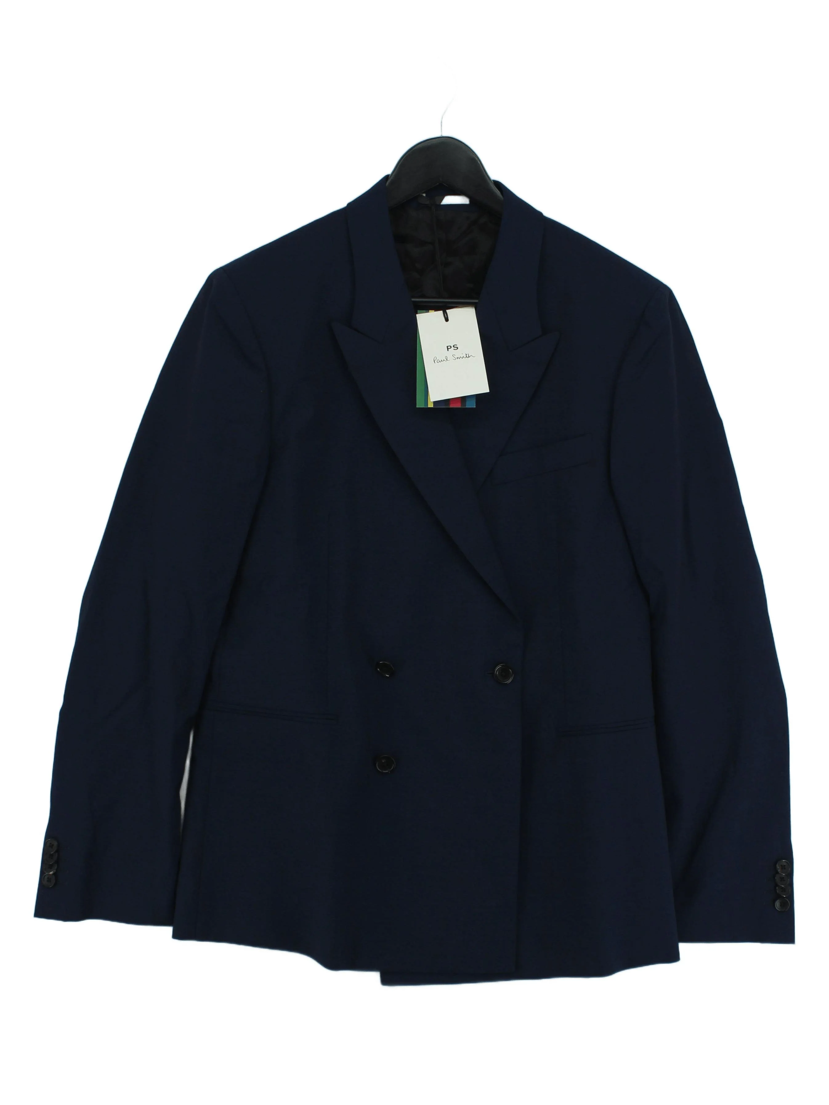 Paul Smith Men's Blazer Chest: 38 in Blue Wool with Mohair, Viscose Overcoat