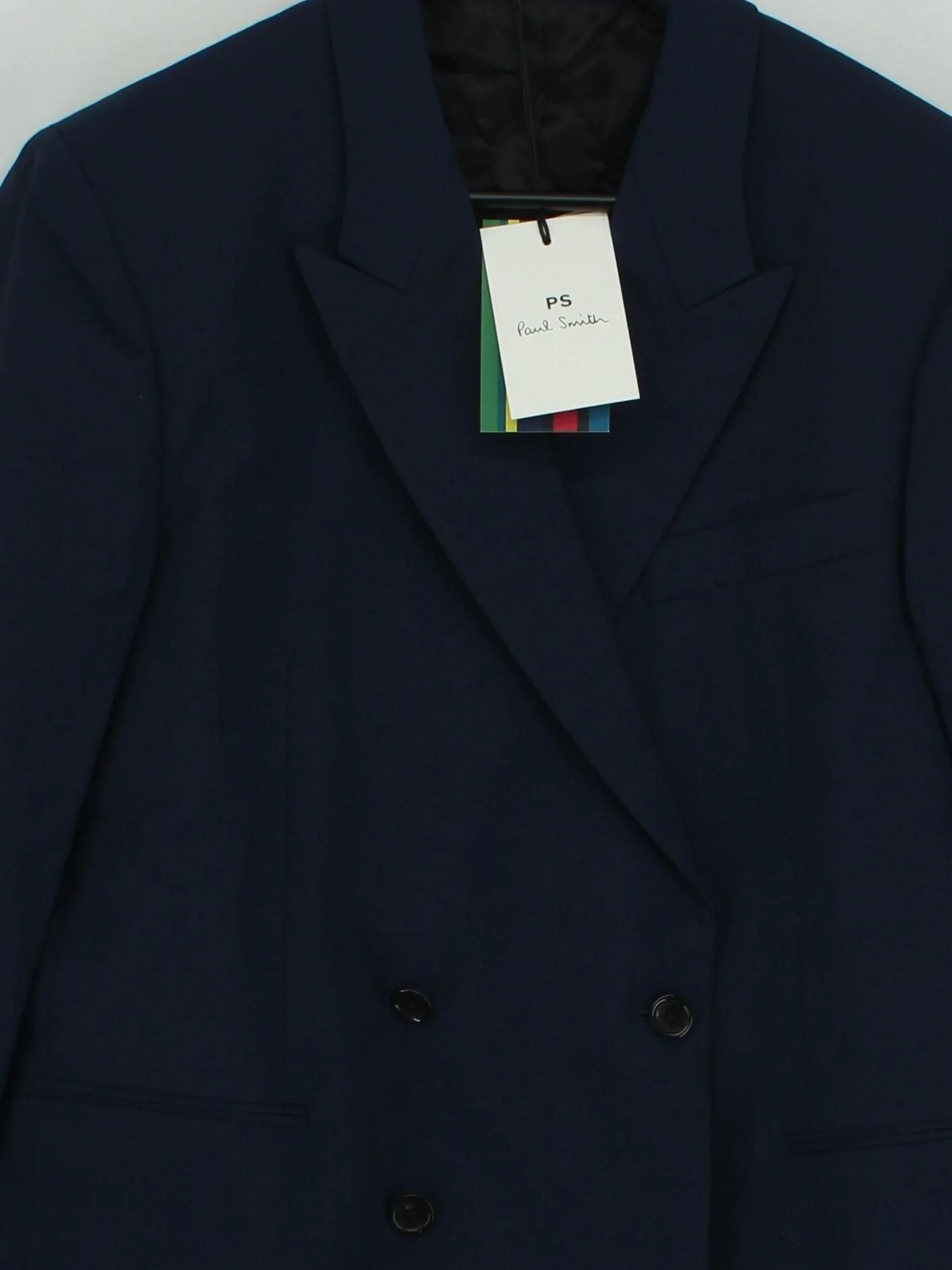 Paul Smith Men's Blazer Chest: 38 in Blue Wool with Mohair, Viscose Overcoat - Image 3