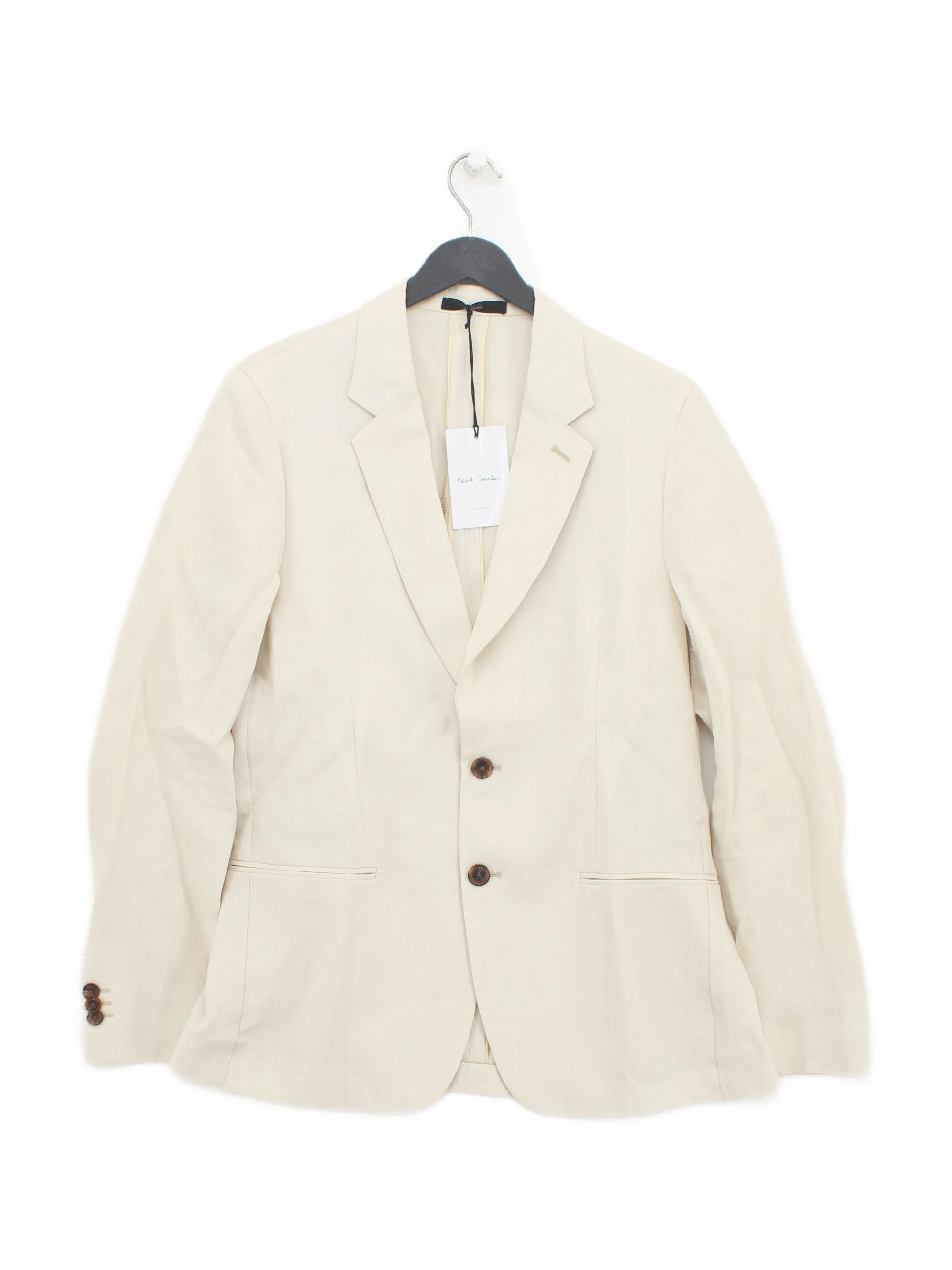 Paul Smith Men's Blazer Chest: 38 in Cream 100% Linen Overcoat
