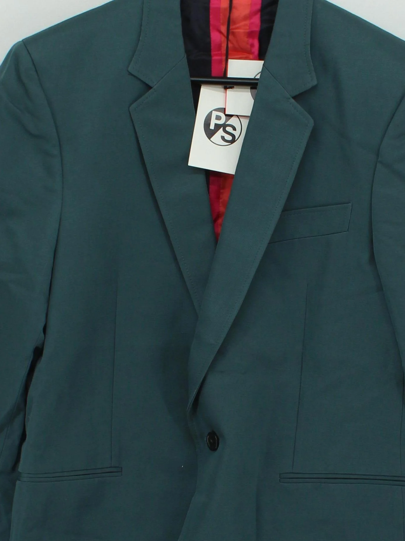 Paul Smith Men's Blazer Chest: 38 in Green Cotton with Linen, Viscose Overcoat - Image 3