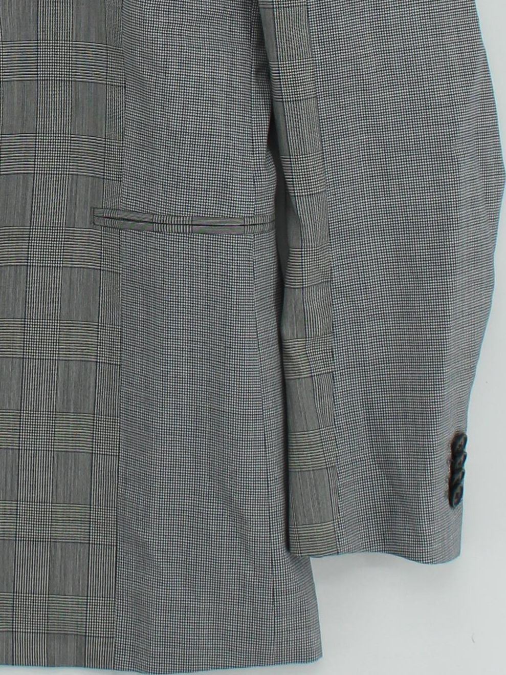 Paul Smith Men's Blazer Chest: 38 in Grey Checkered 100% Wool Overcoat - Image 4