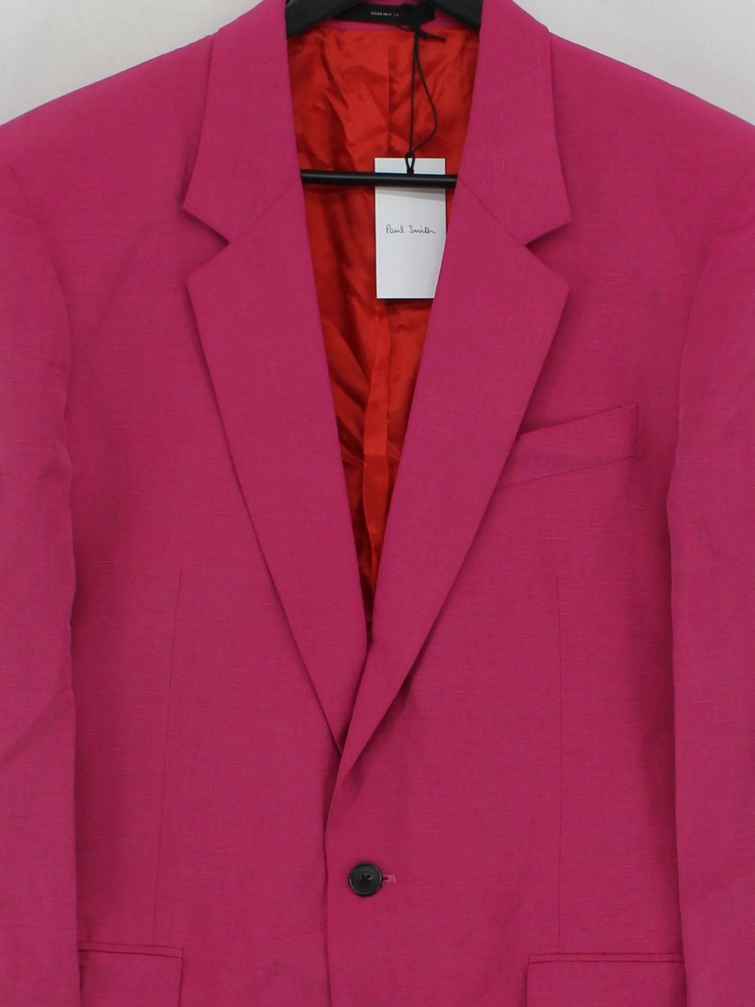 Paul Smith Men's Blazer Chest: 38 in Pink Silk with Wool, Linen Overcoat - Image 3