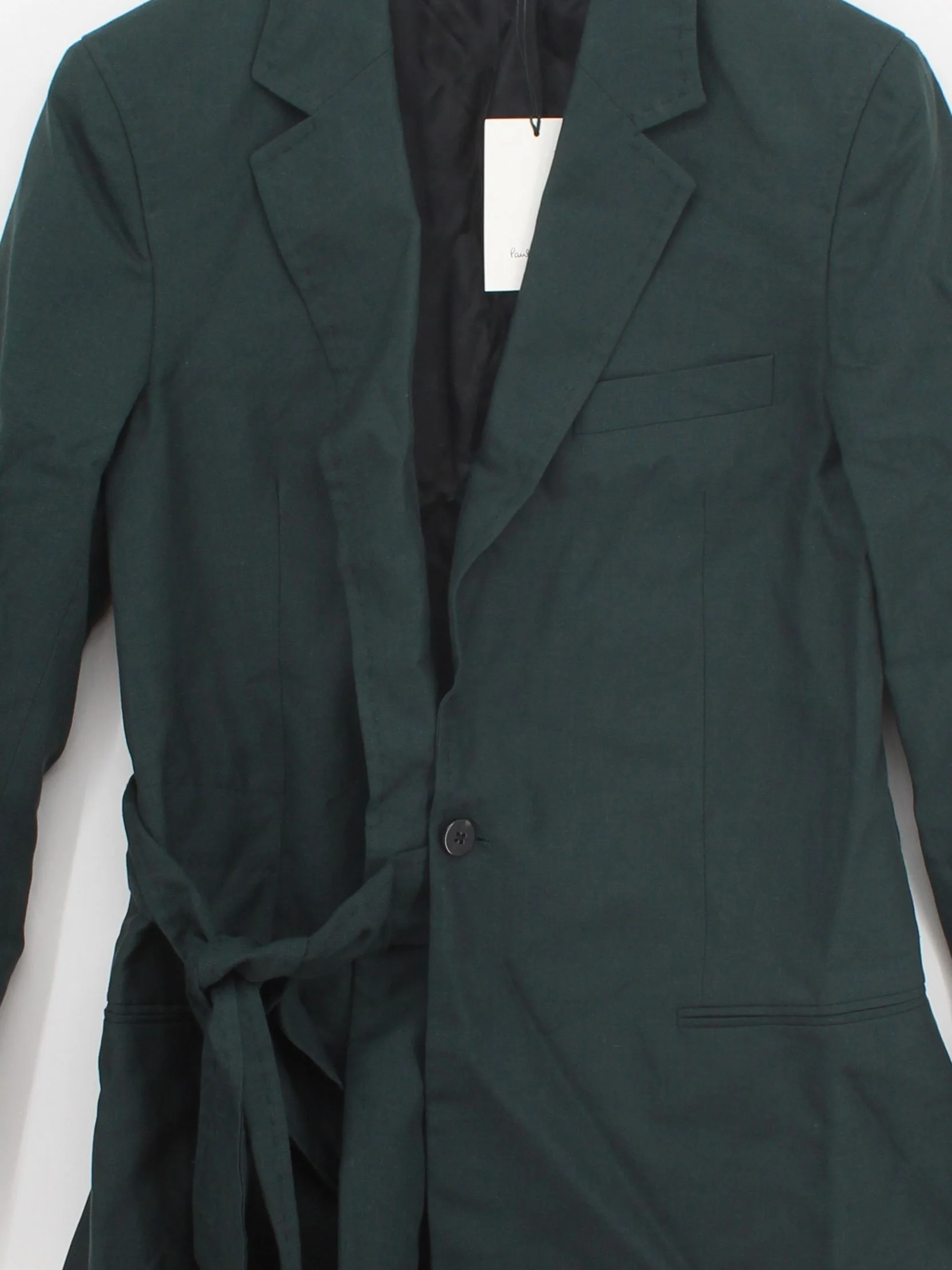 Paul Smith Men's Blazer Chest: 40 in Green Wool with Linen, Silk, Other Overcoat - Image 3