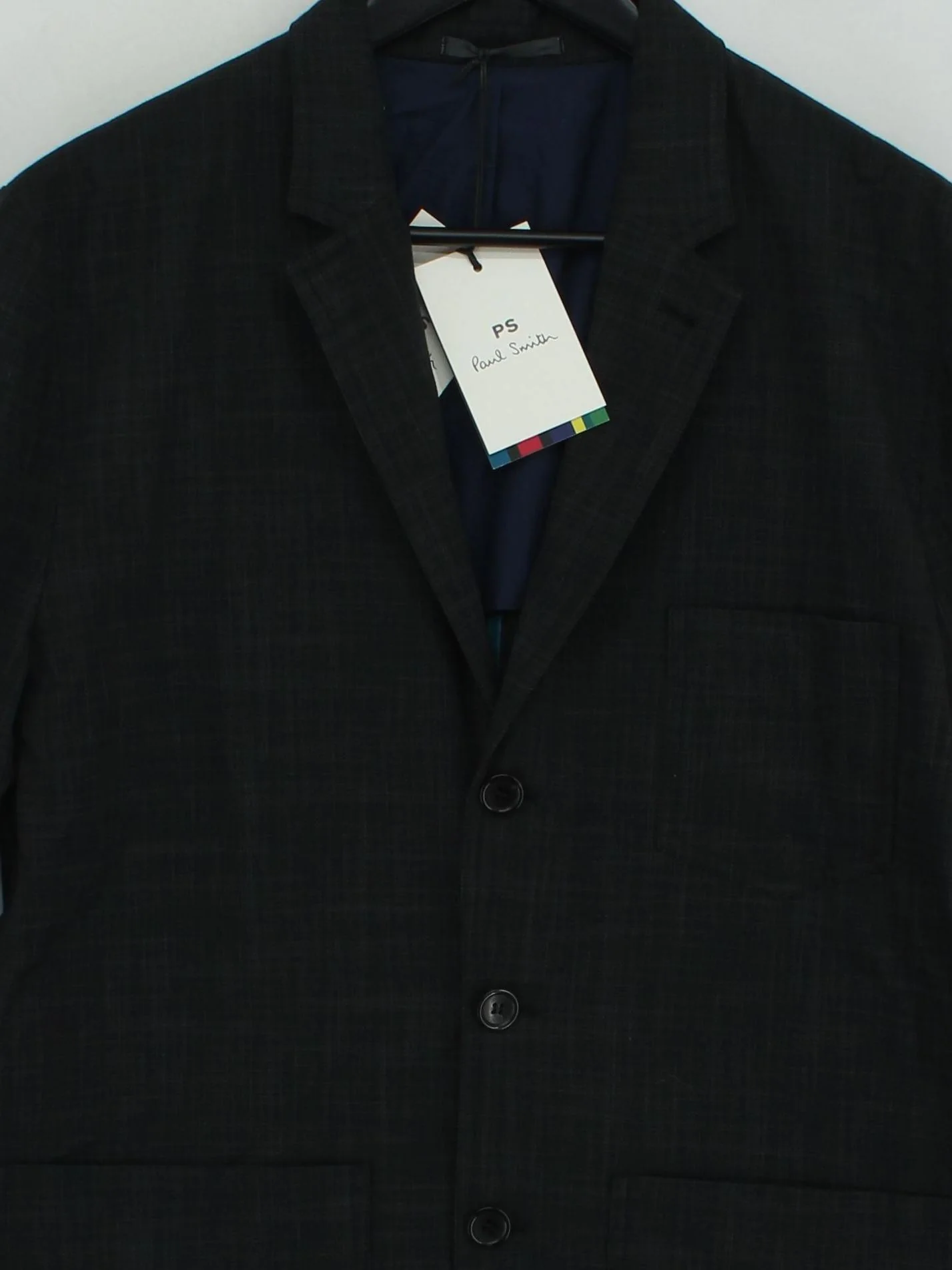 Paul Smith Men's Blazer M Black Checkered 100% Cotton Overcoat New with tags - Image 3