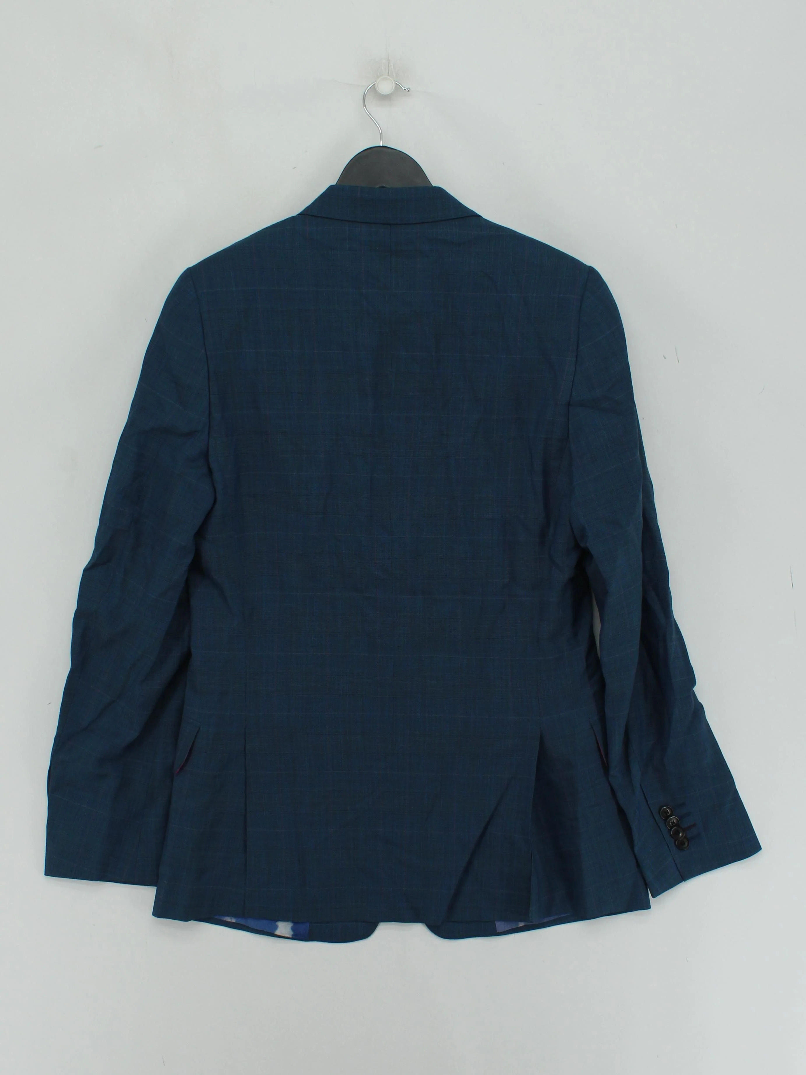 Paul Smith Men's Blazer M Blue Checkered Wool with Silk Overcoat New with tags - Image 2