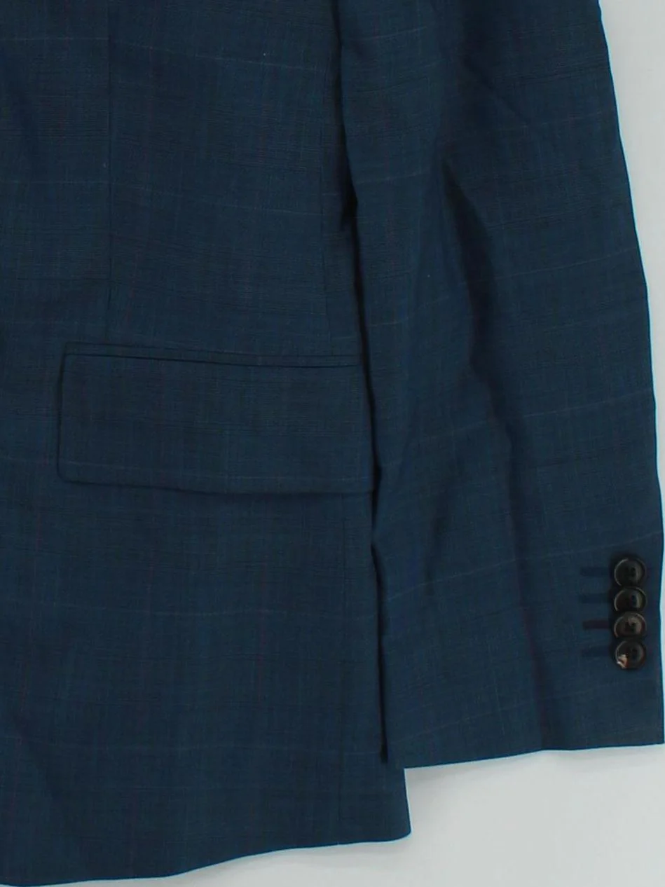 Paul Smith Men's Blazer M Blue Checkered Wool with Silk Overcoat New with tags - Image 4