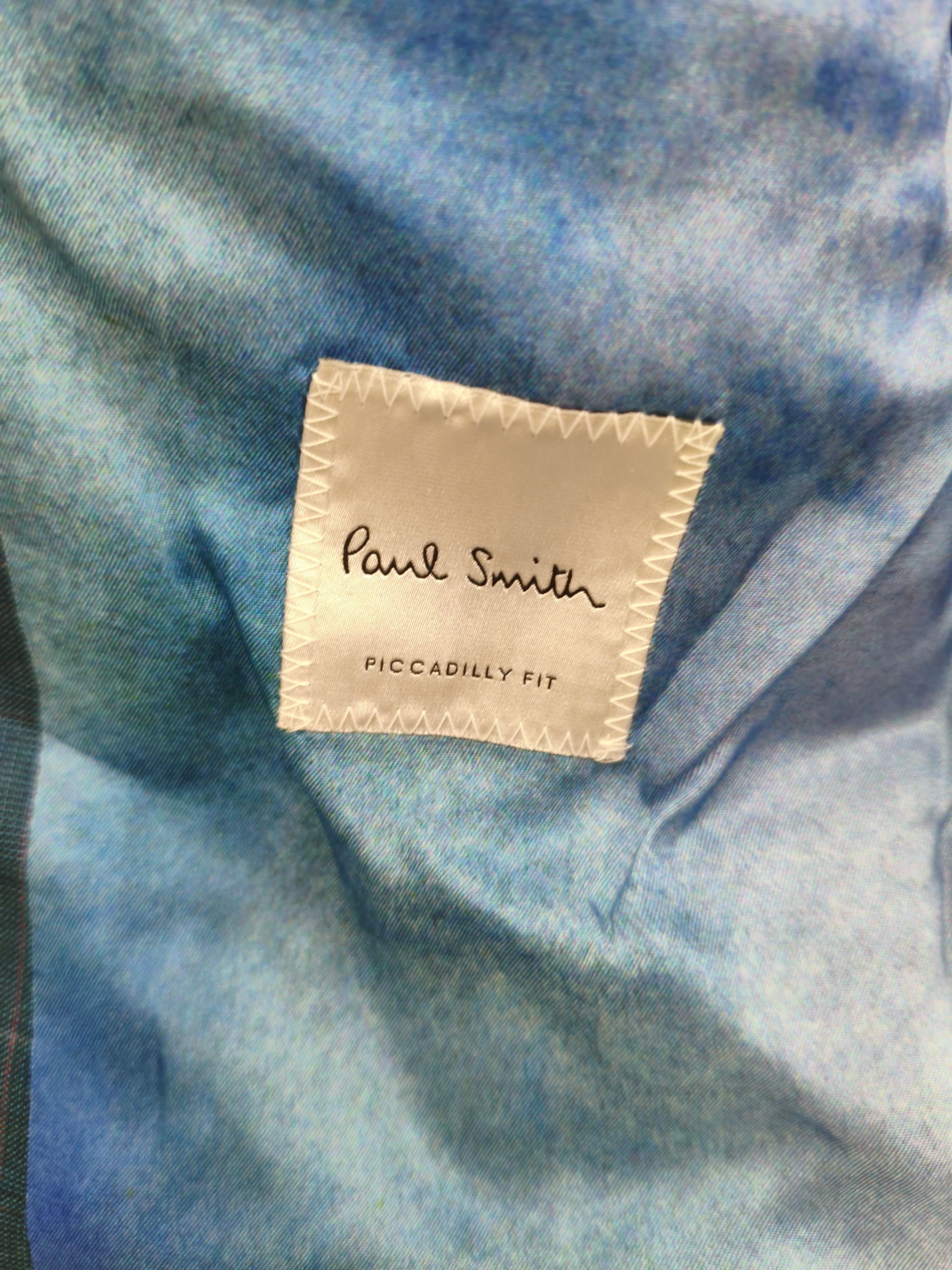 Paul Smith Men's Blazer M Blue Checkered Wool with Silk Overcoat New with tags - Image 5