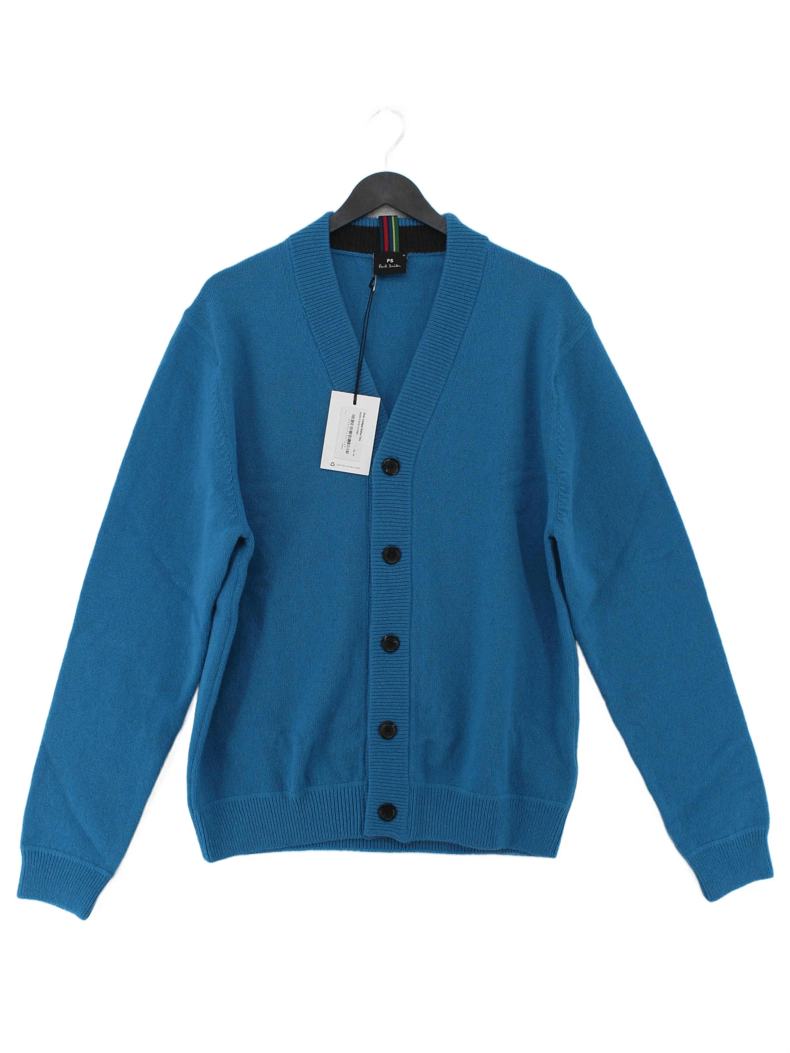 Paul Smith Men's Cardigan M Blue 100% Wool V-Neck Cardigan New with tags