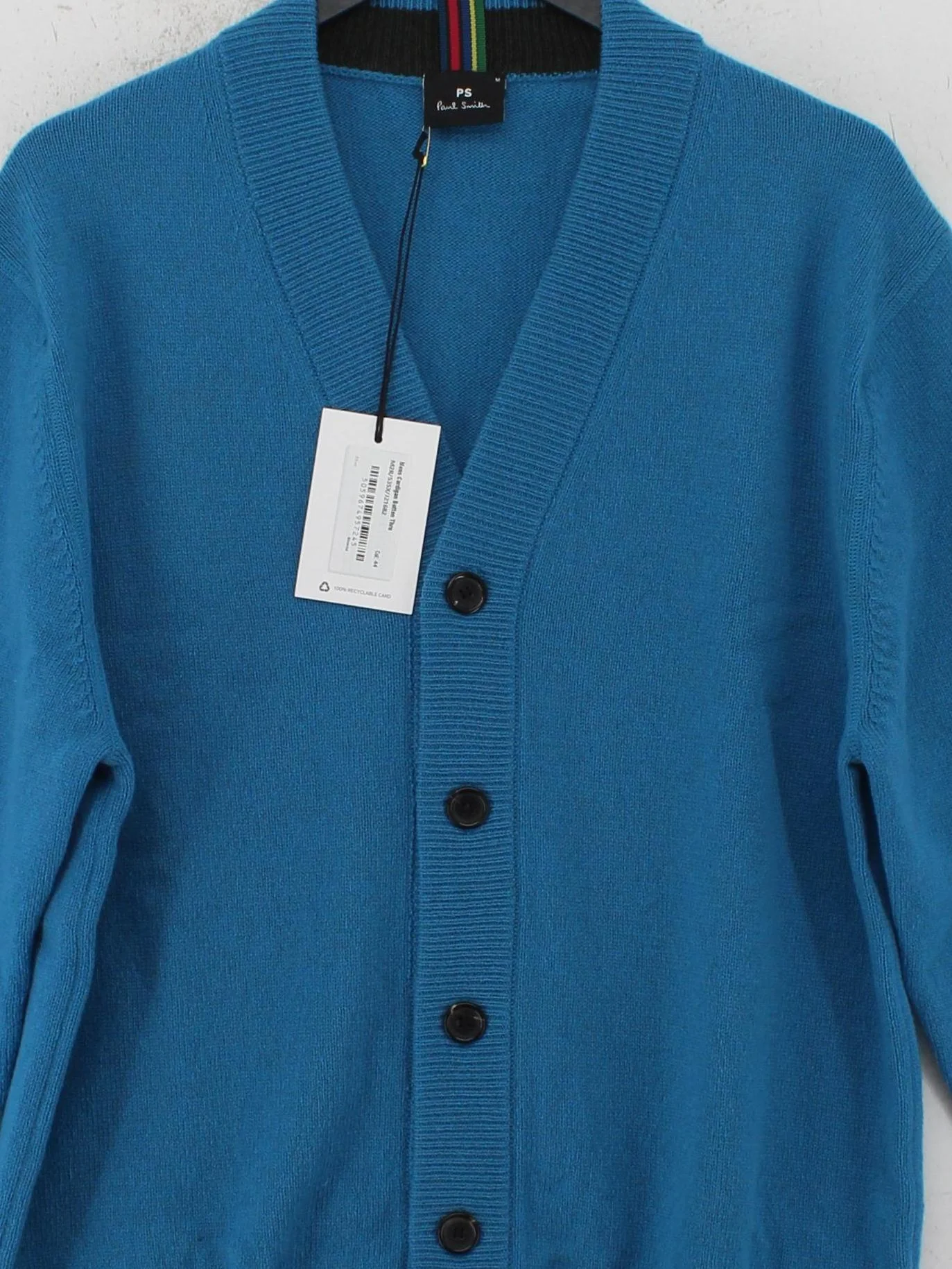 Paul Smith Men's Cardigan M Blue 100% Wool V-Neck Cardigan New with tags - Image 3
