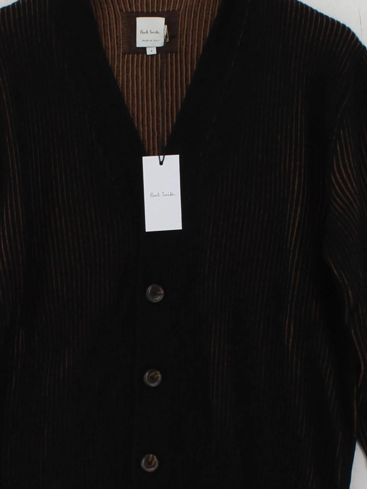 Paul Smith Men's Cardigan S Black Wool with Cotton Cardigan New with tags - Image 3
