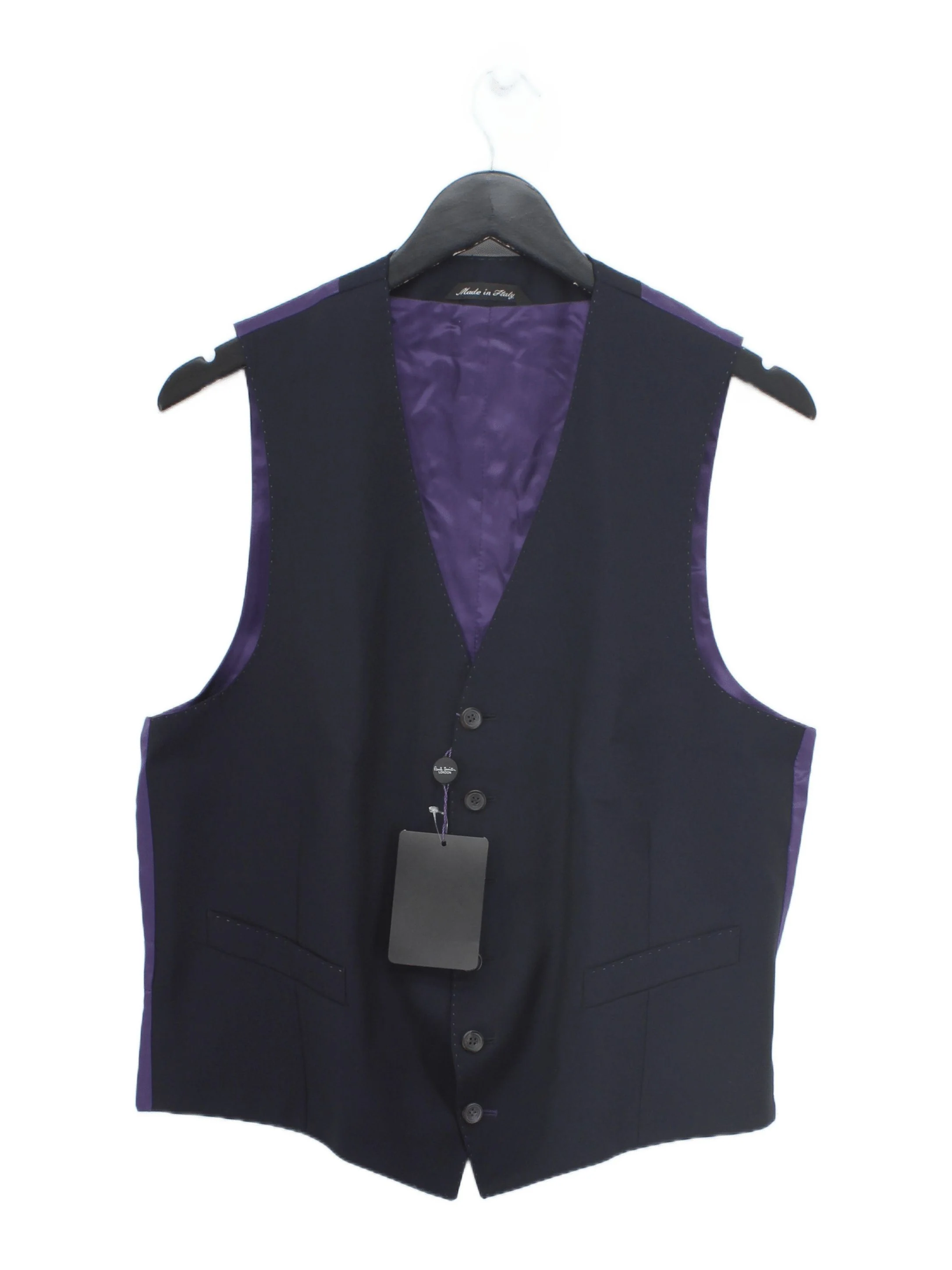 Paul Smith Men's Coat Chest: 40 in Blue Wool with Mohair Overcoat New with tags