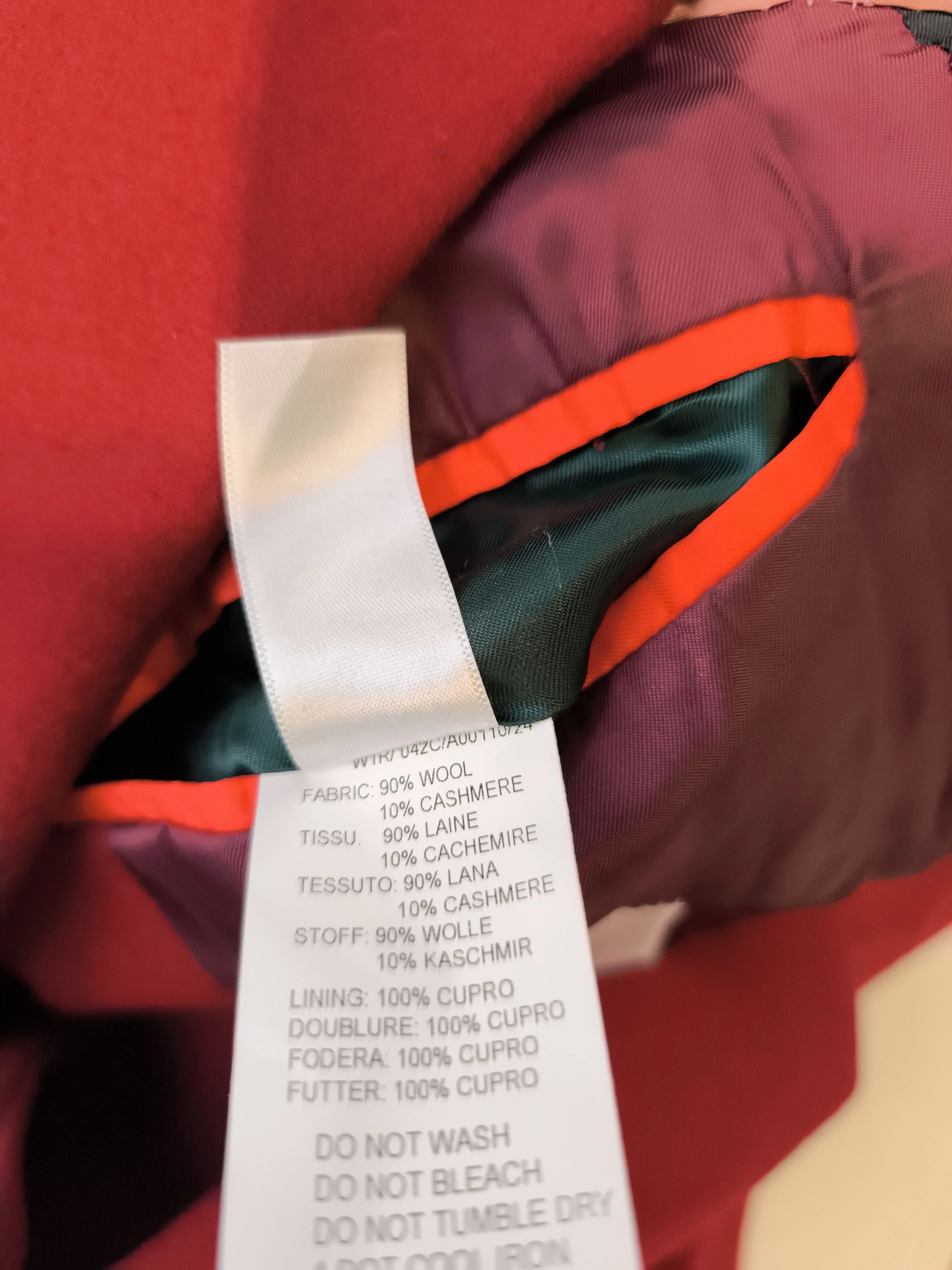 Paul Smith Men's Coat Chest: 40 in Red Wool with Cashmere Overcoat New with tags - Image 6