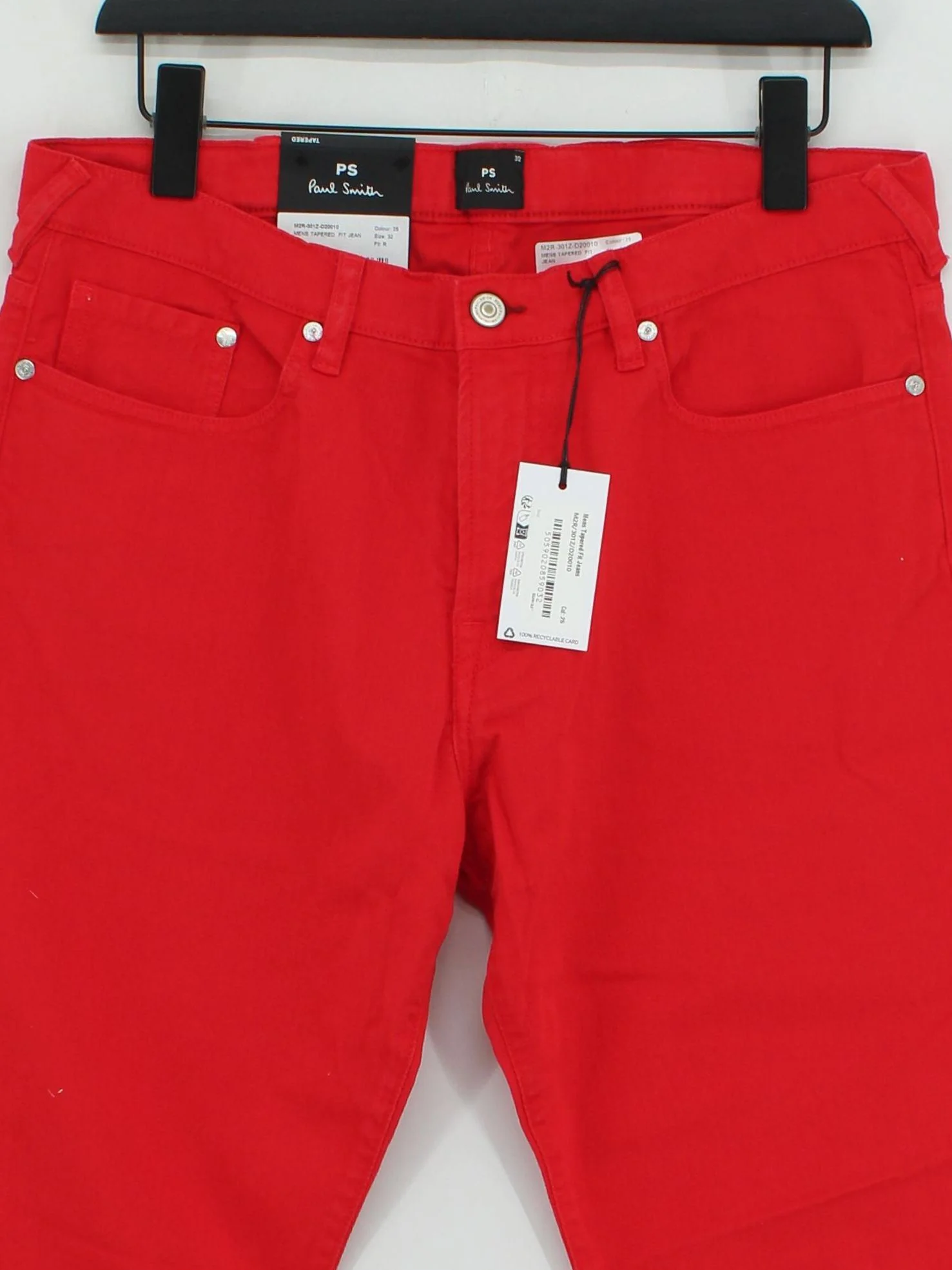 Paul Smith Men's Jeans W 32 in Red Cotton with Elastane Straight New with tags - Image 3