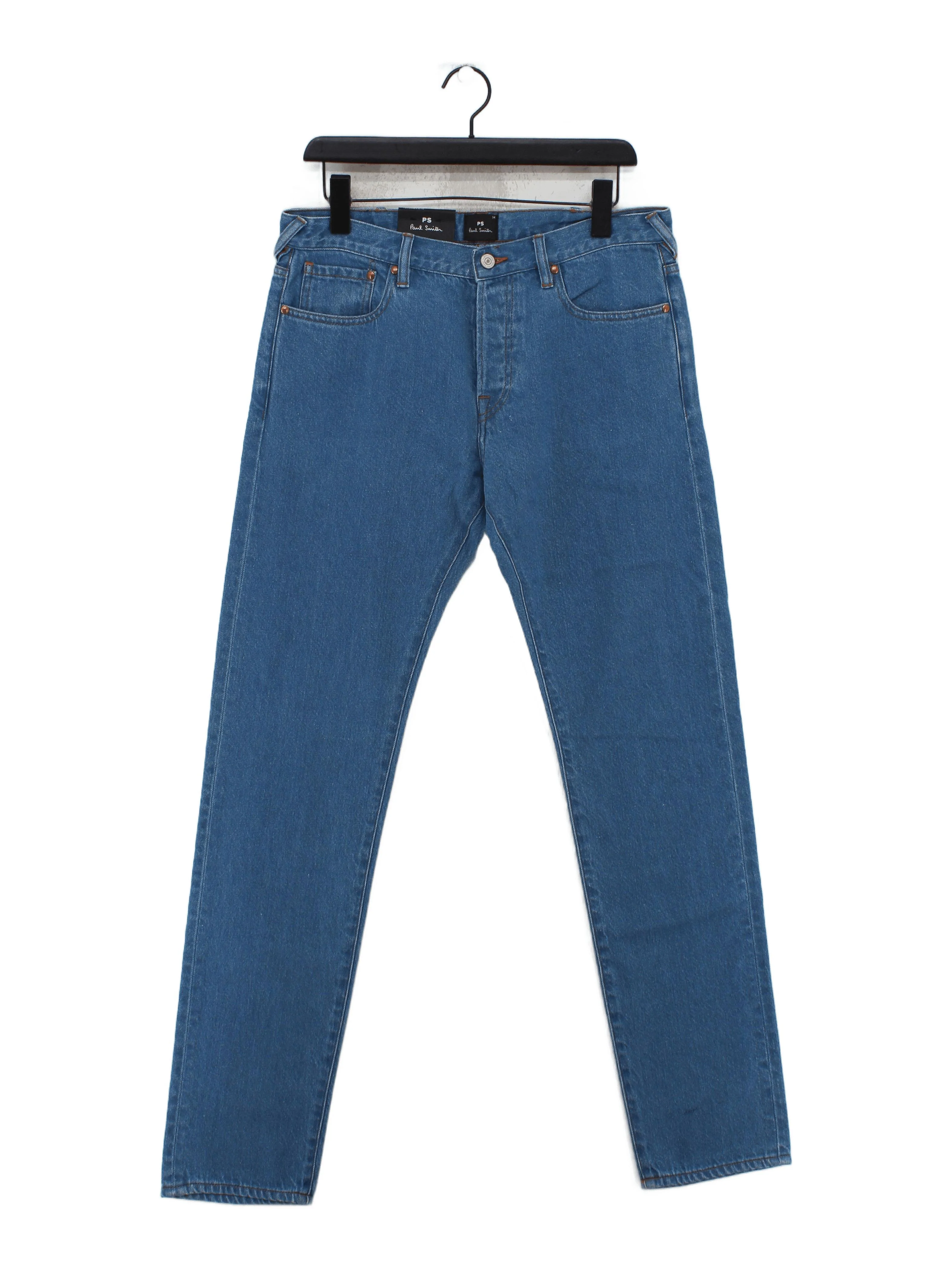 Paul Smith Men's Jeans W 34 in Blue Cotton with Other Straight