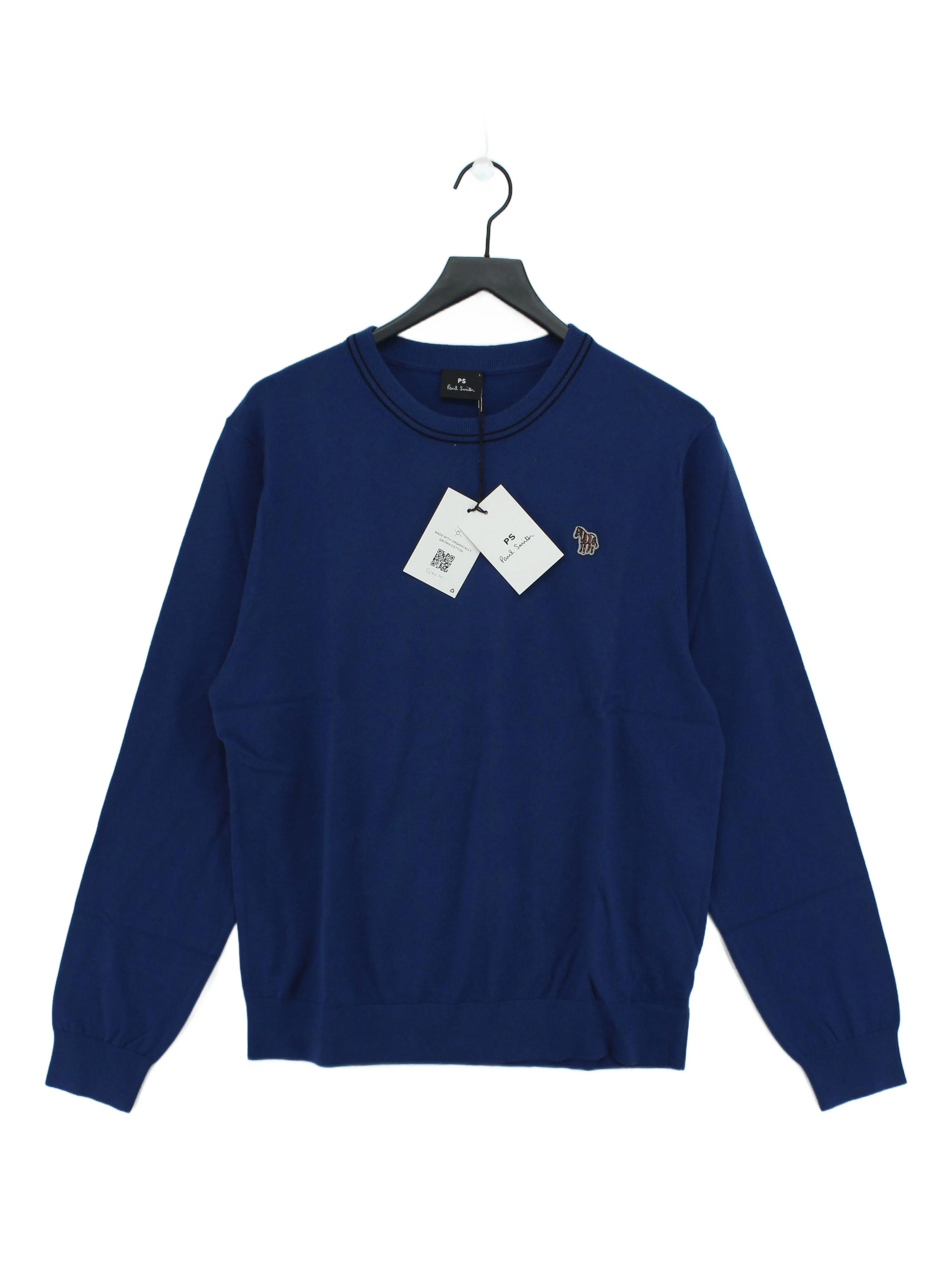 Paul Smith Men's Jumper L Blue 100% Cotton Crew Neck Pullover New with tags