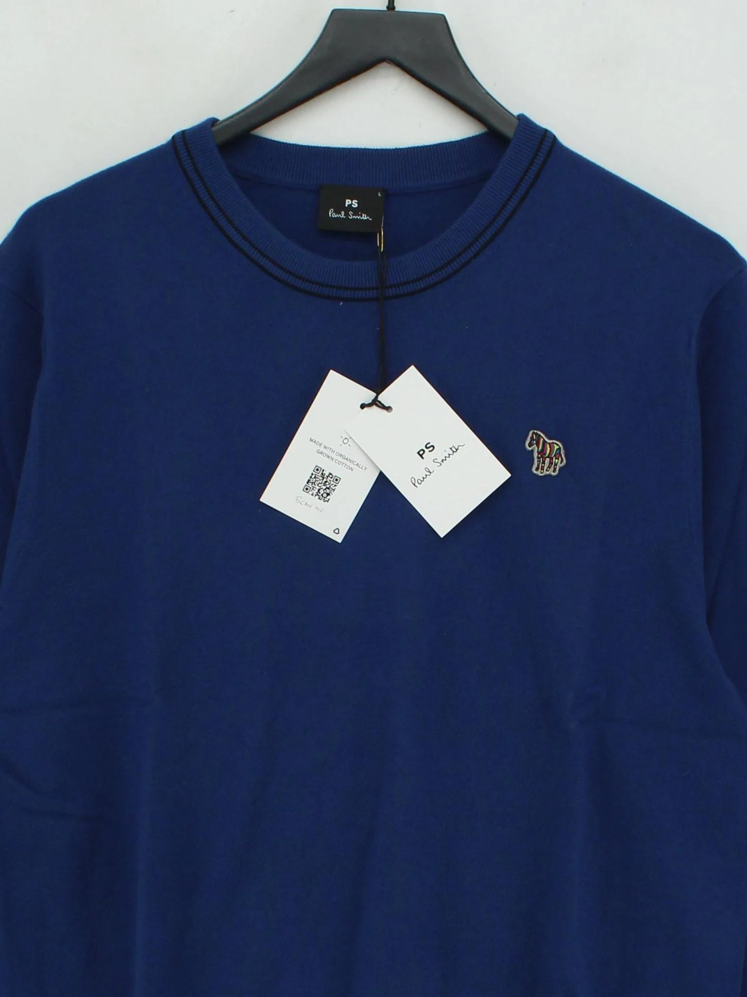 Paul Smith Men's Jumper L Blue 100% Cotton Crew Neck Pullover New with tags - Image 3