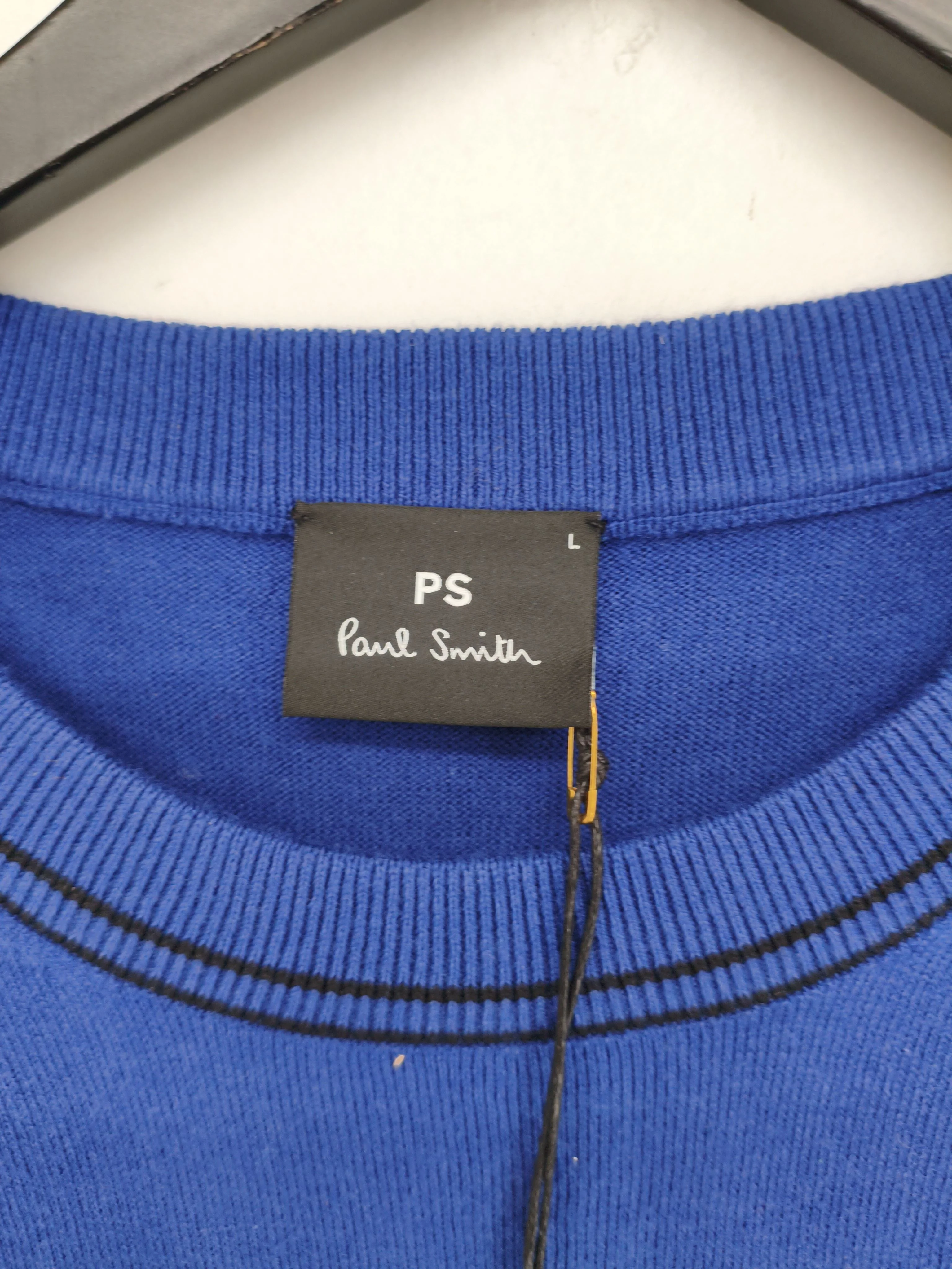 Paul Smith Men's Jumper L Blue 100% Cotton Crew Neck Pullover New with tags - Image 5
