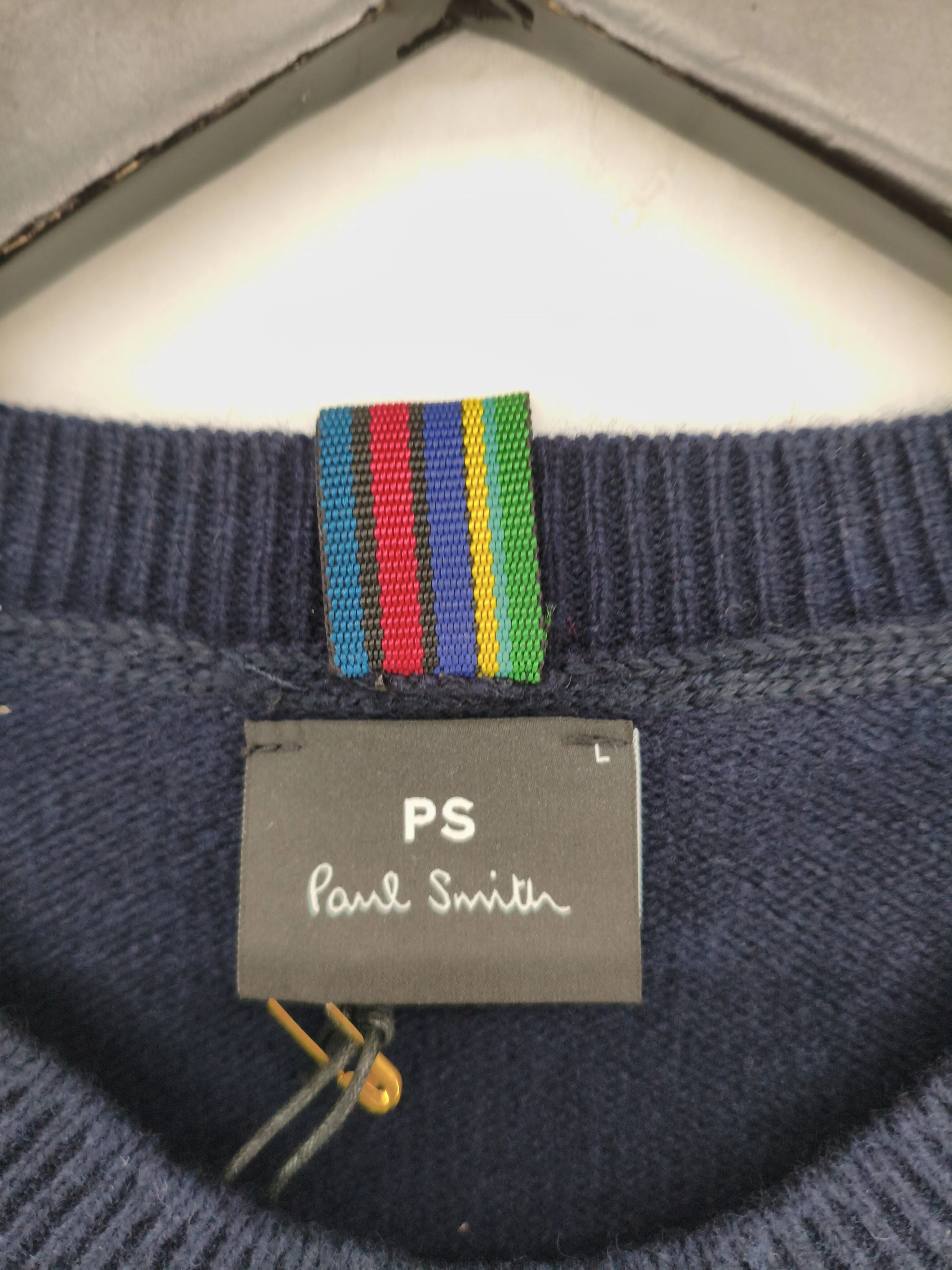 Paul Smith Men's Jumper L Blue 100% Wool Crew Neck Pullover New with tags - Image 5