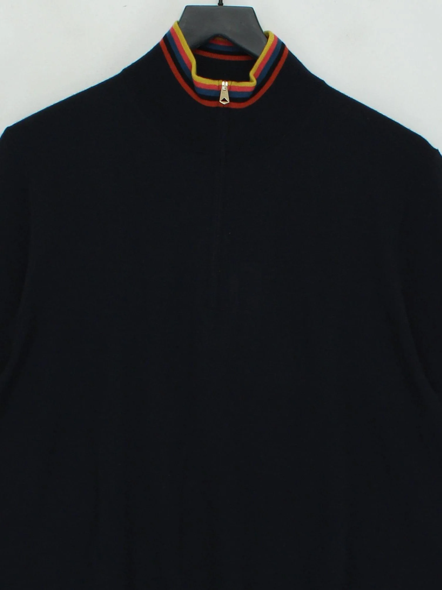 Paul Smith Men's Jumper L Blue 100% Wool Mock Neck Pullover New with tags - Image 3