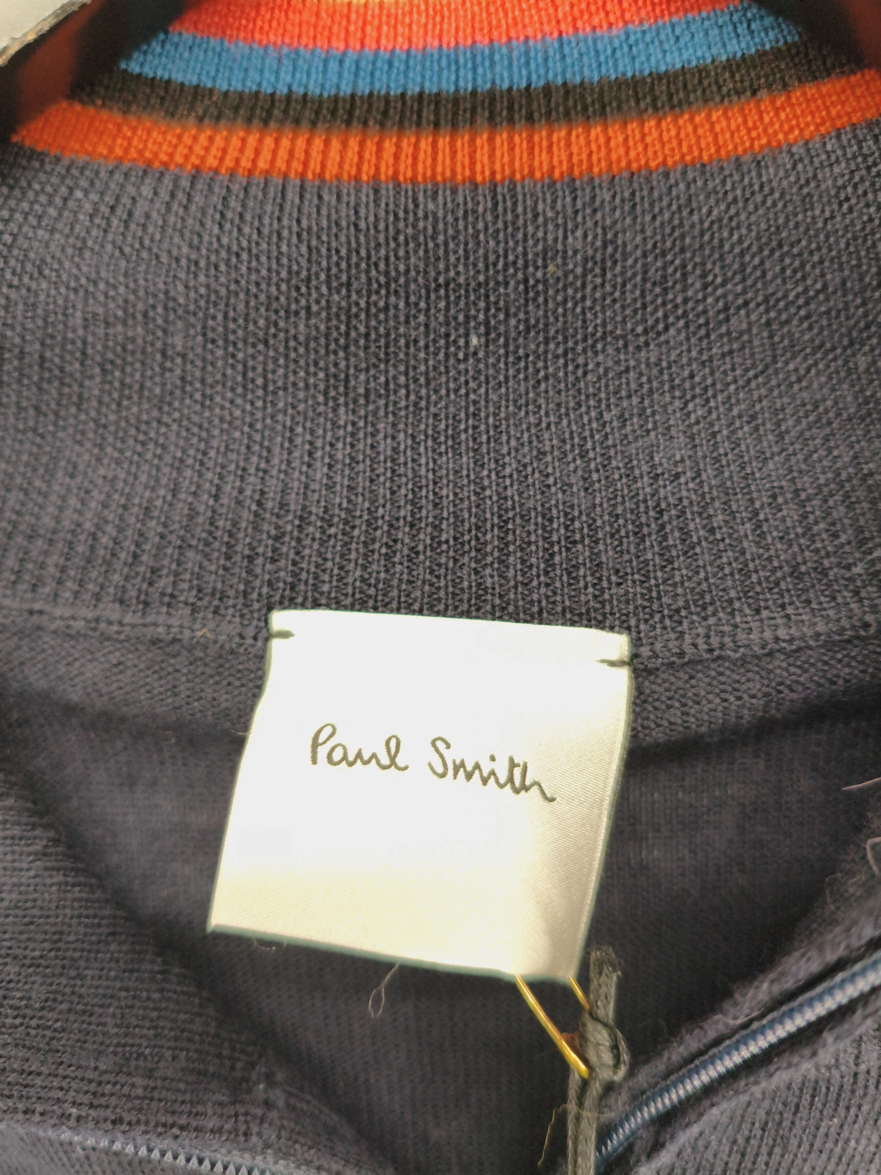 Paul Smith Men's Jumper L Blue 100% Wool Mock Neck Pullover New with tags - Image 5