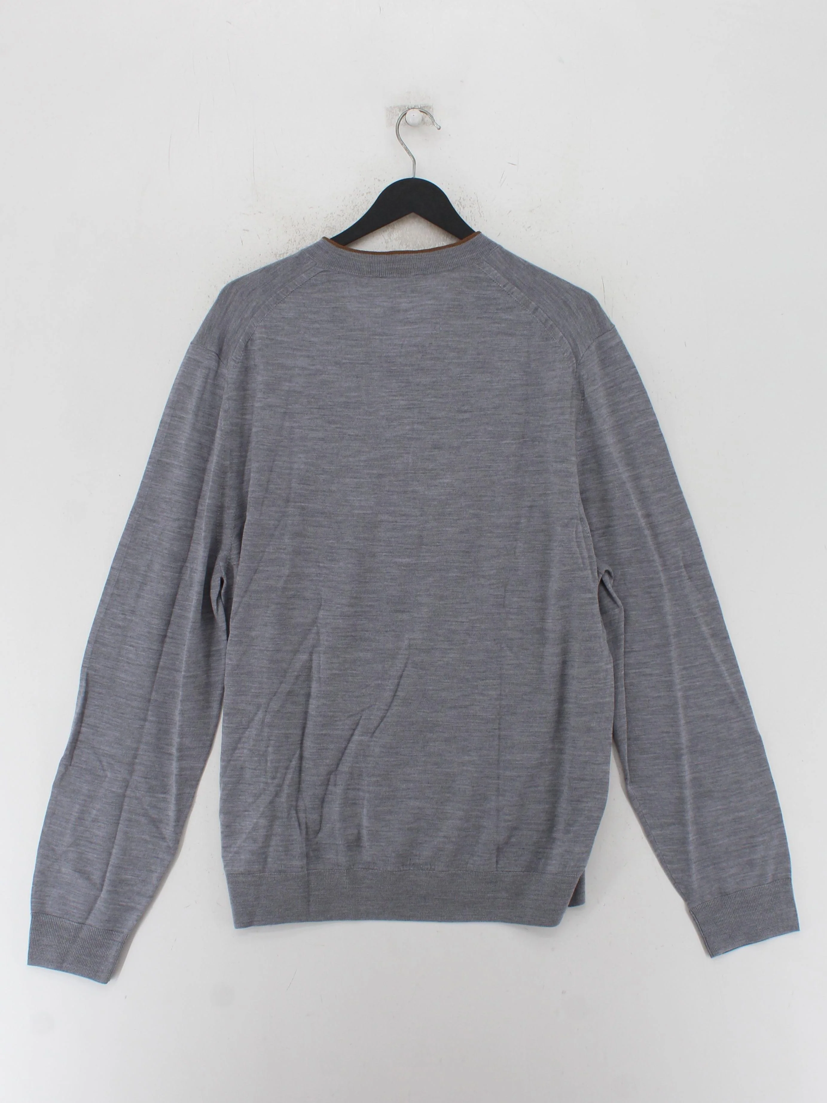 Paul Smith Men's Jumper XL Grey 100% Wool V-Neck Pullover New with tags - Image 2