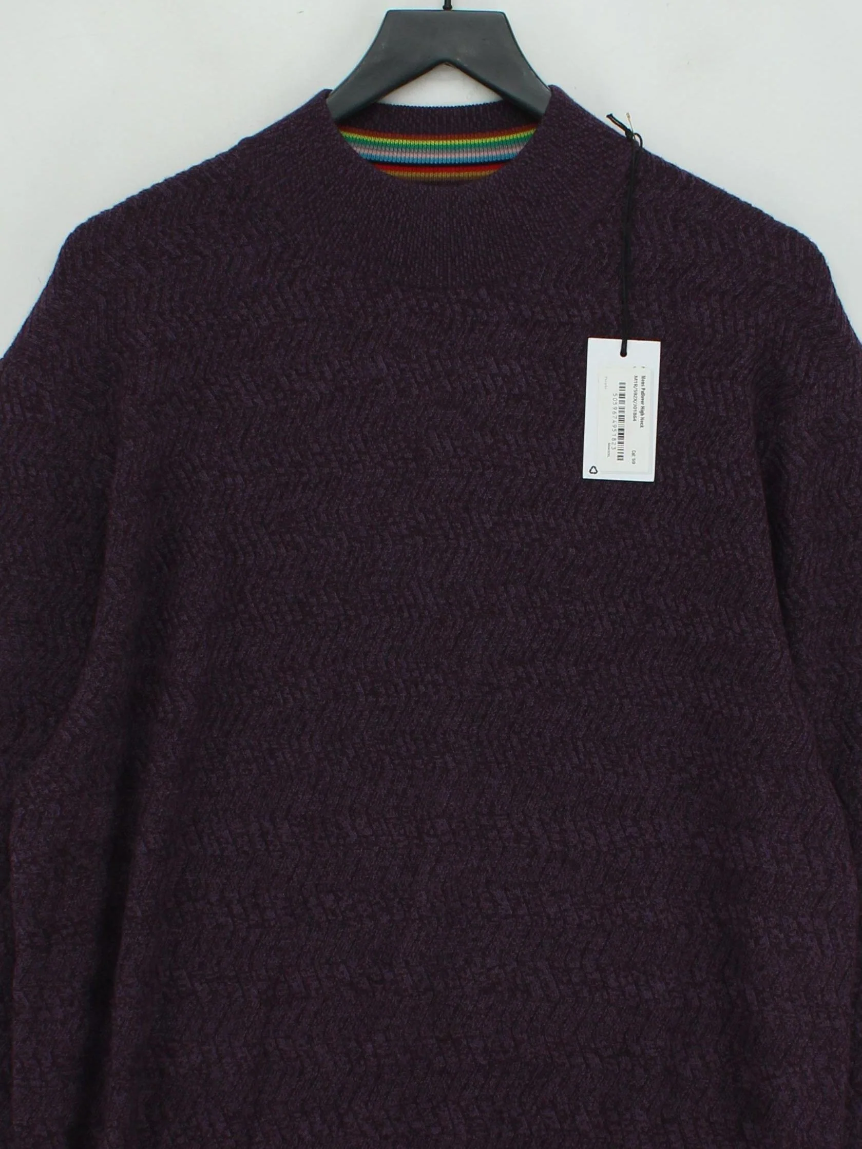 Paul Smith Men's Jumper XXL Purple 100% Wool Pullover New with tags - Image 3
