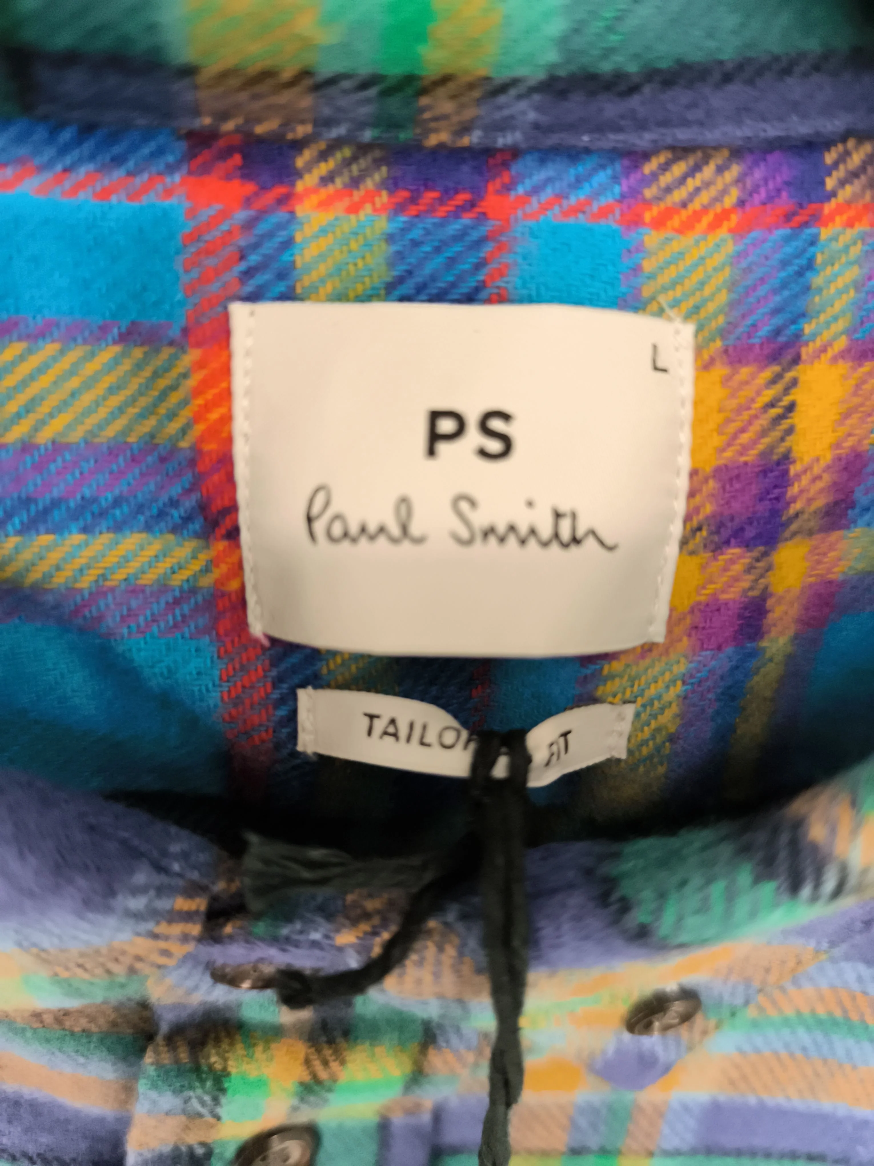 Paul Smith Men's Shirt L Multi Checkered 100% Cotton Basic New with tags - Image 5