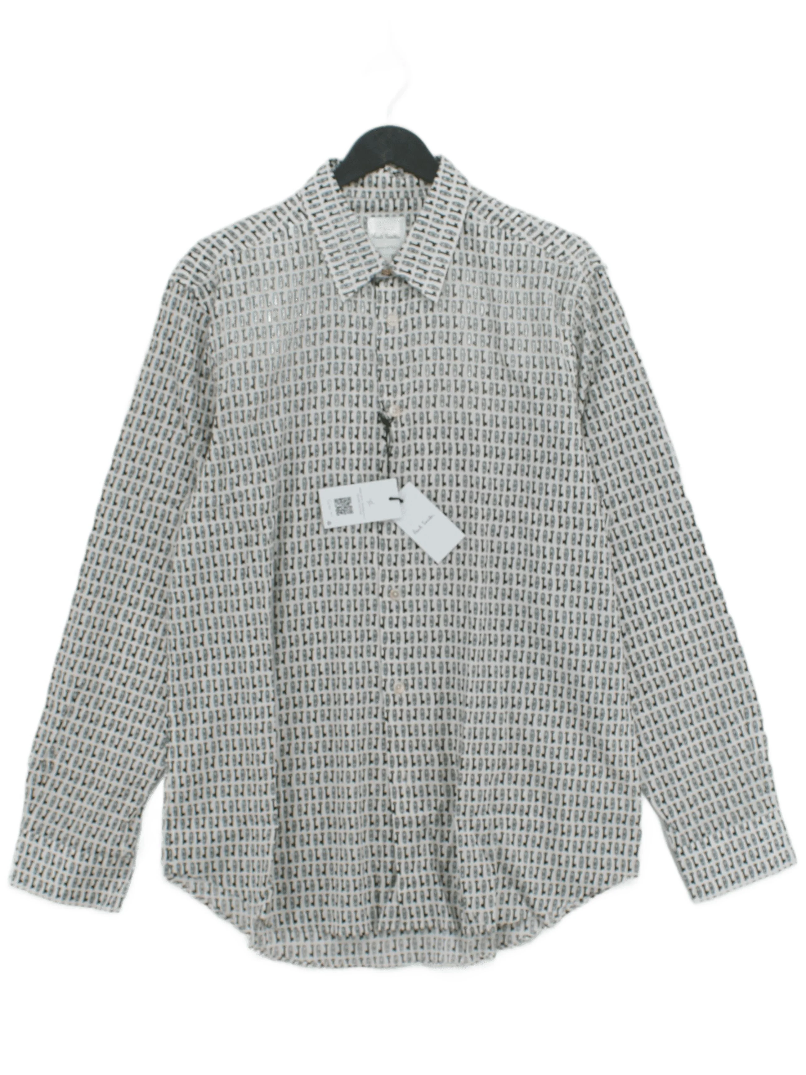 Paul Smith Men's Shirt L White Geometric 100% Cotton Basic New with tags